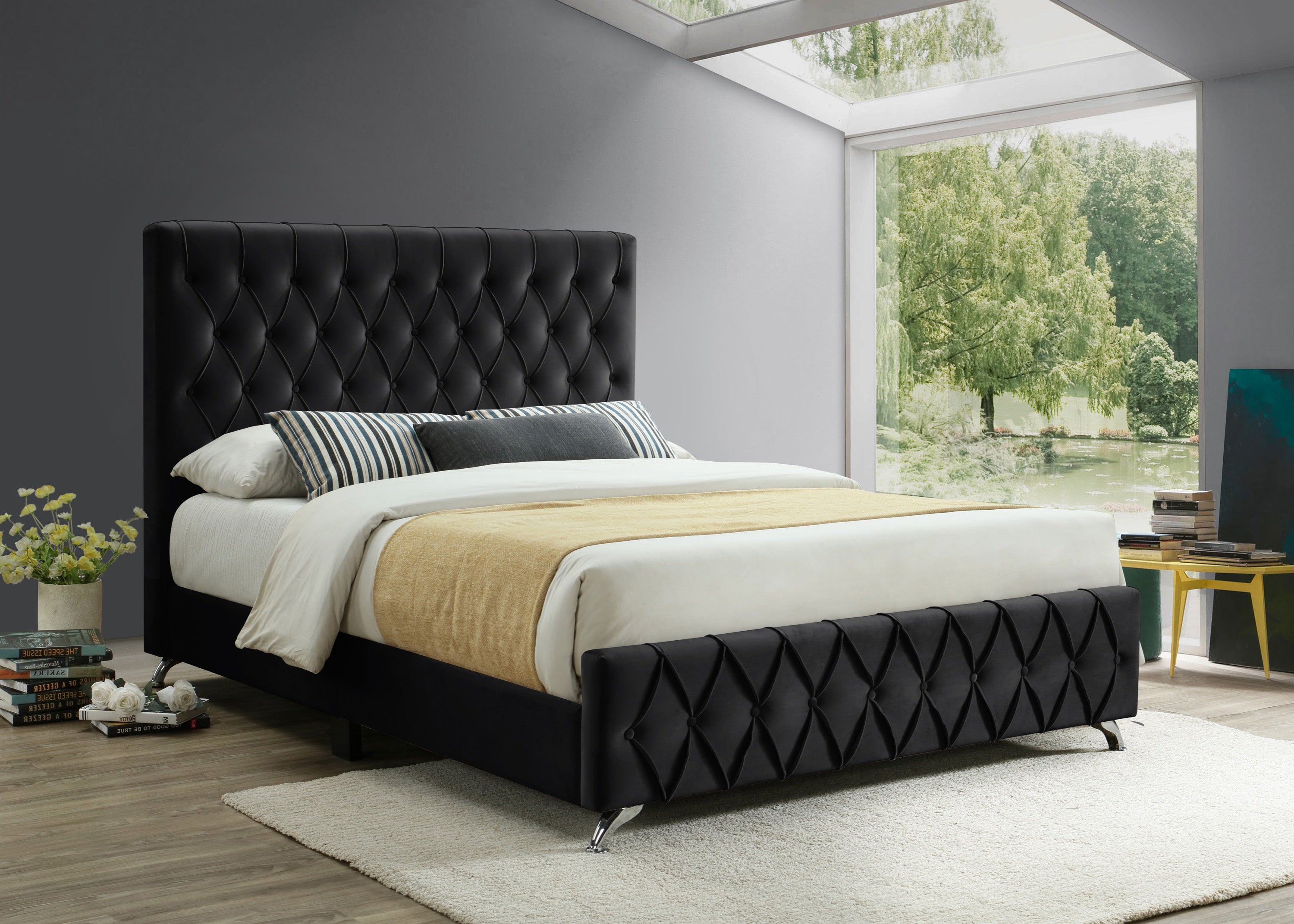 Image of if-5671 - queen or king bed - platform bed includes mattress support.