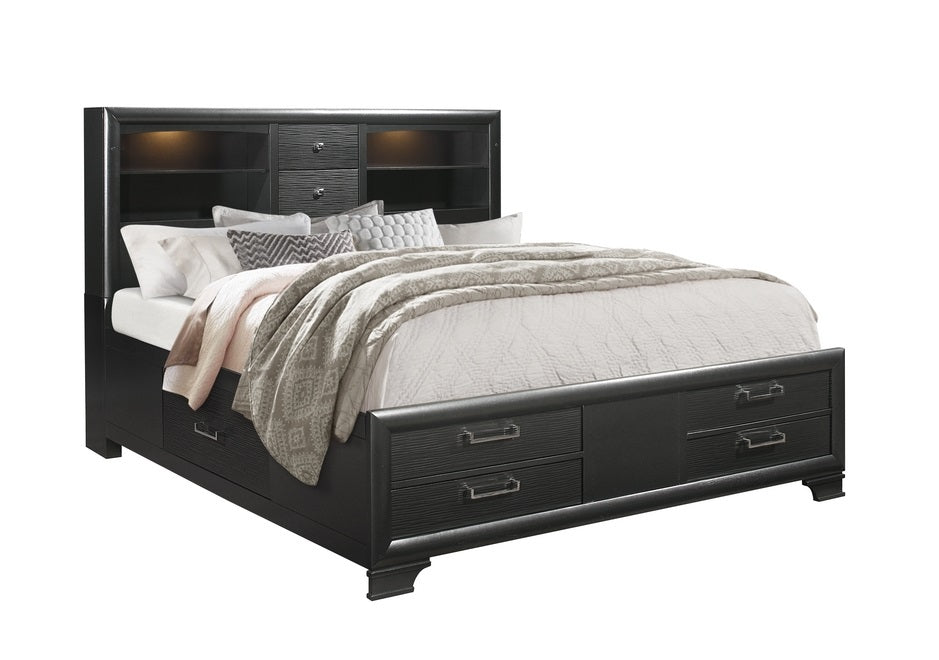 Ava 'Jordyn' Grey Storage Bedroom Set with LED Lighting – Ava - Jordyn (Grey)