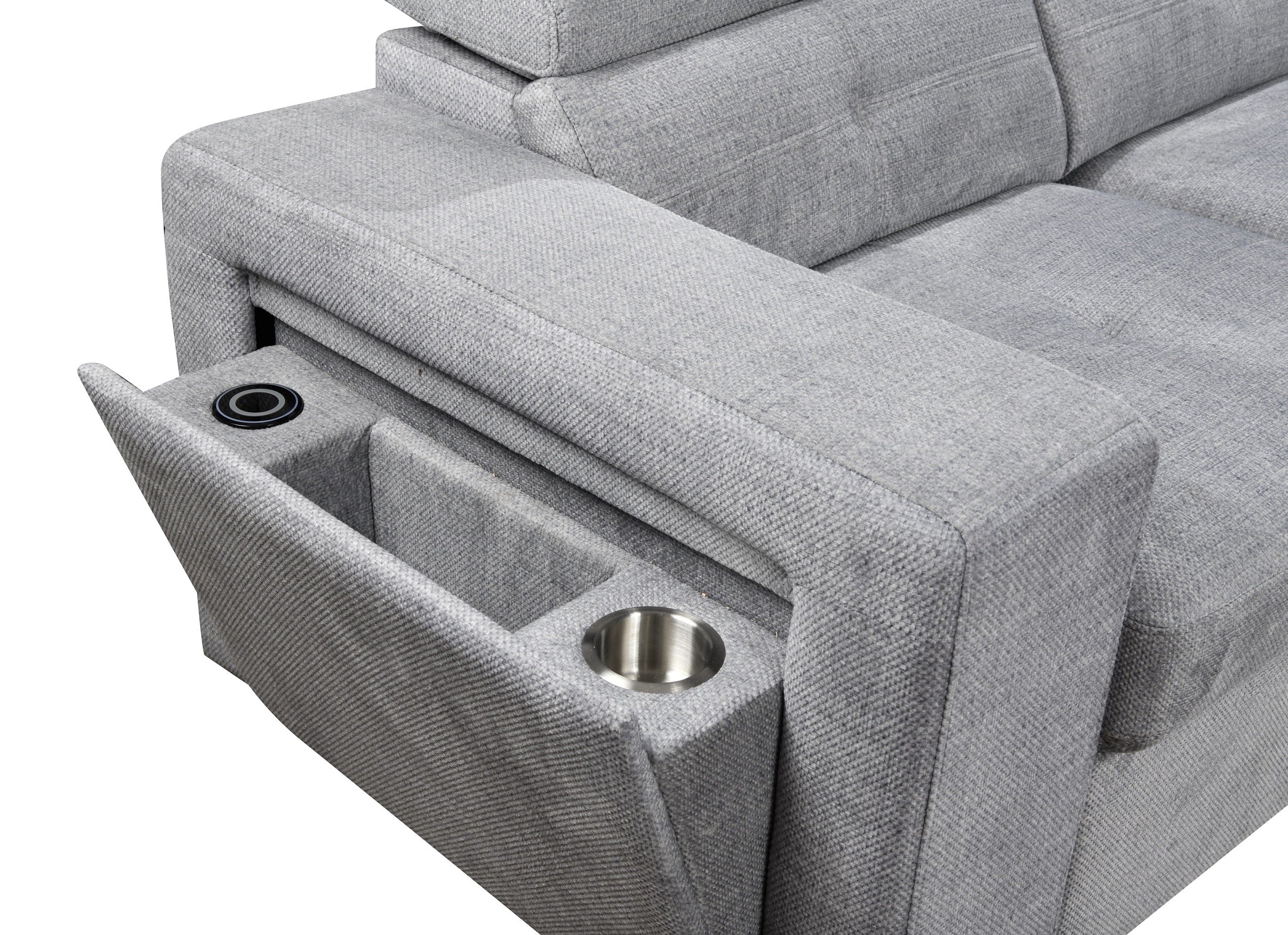 Light Grey Tufted U-Shape Sectional Sofa with Storage – IF-9081 RHF