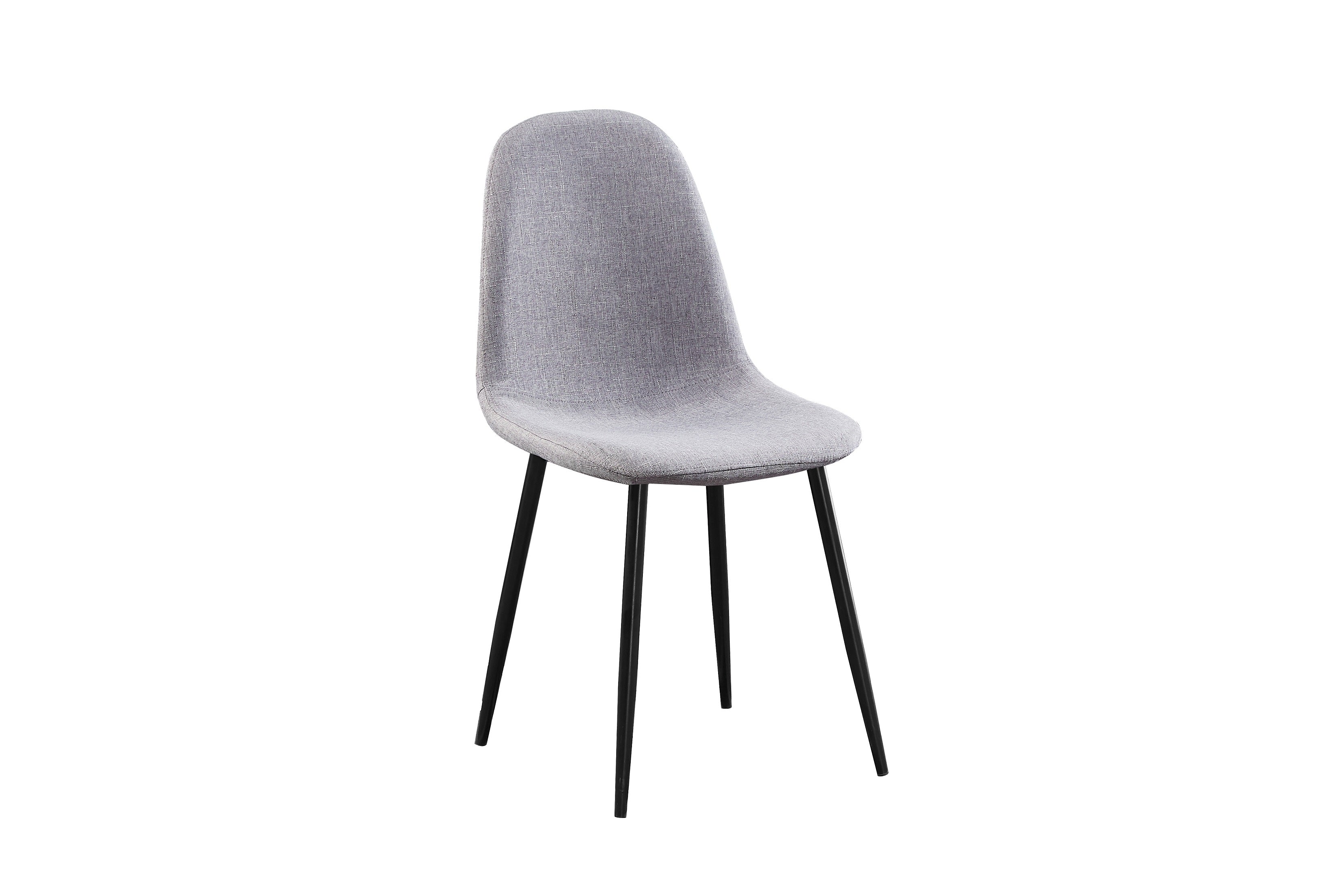 Image of c-1745: 04 grey fabric seat with black legs dining chair.