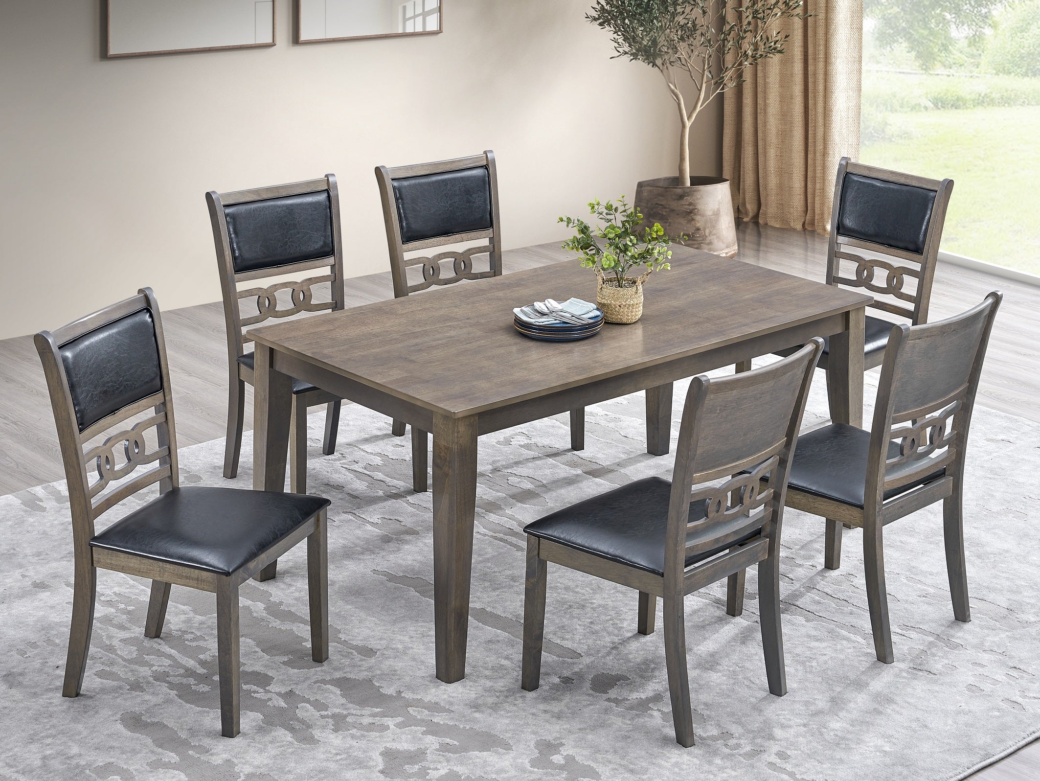 Black PU Upholstered Cushion Seats Dinette Set – T-1080 C-1083