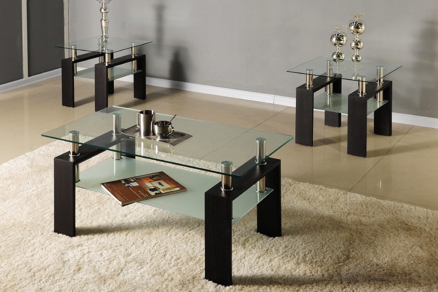 Espresso Wooden Legs with Chrome Accents Coffee / Side Table – IF-2048