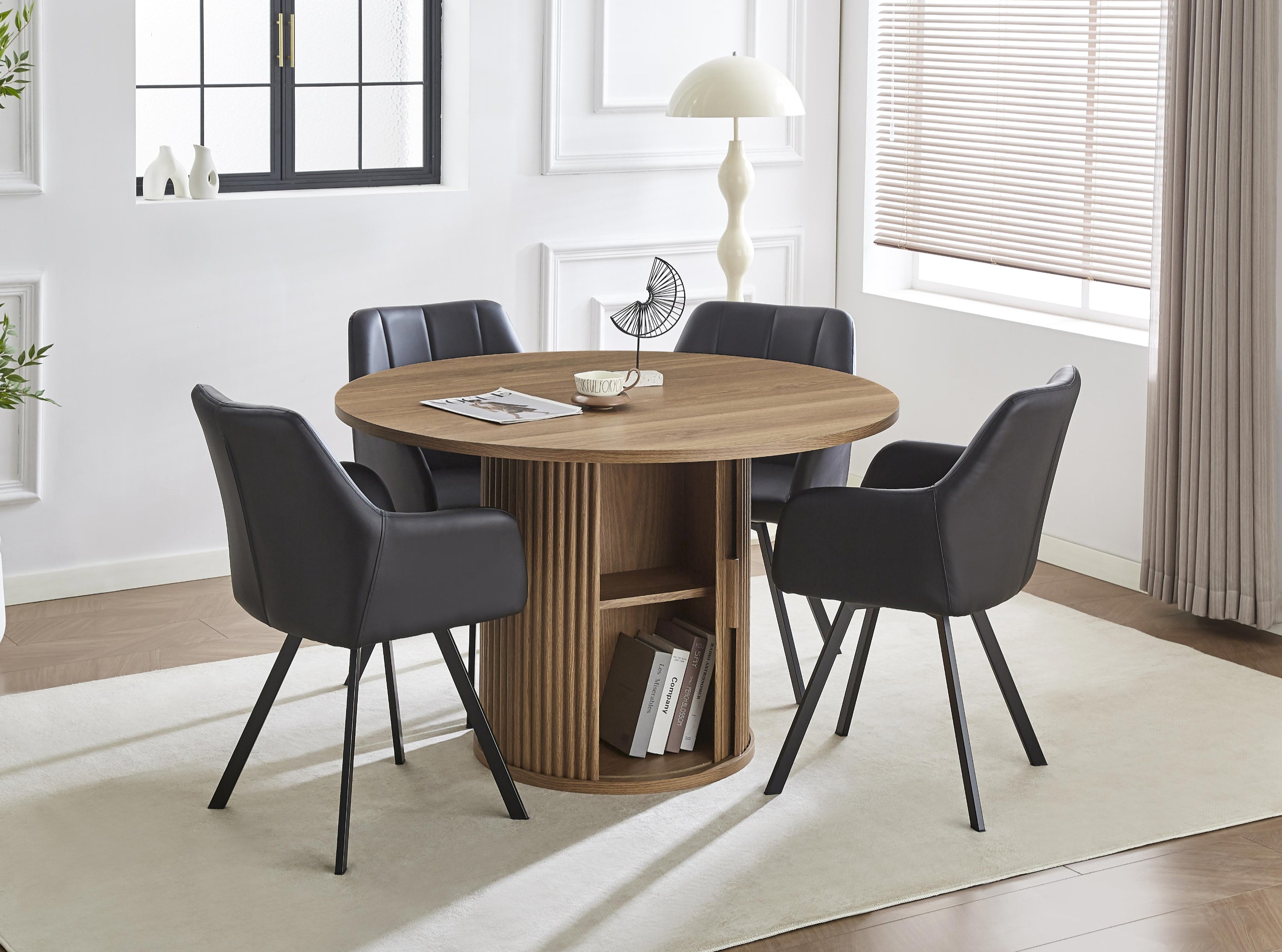 Upholstered in soft light grey velvet Dinette Set – T-1408 C-1413