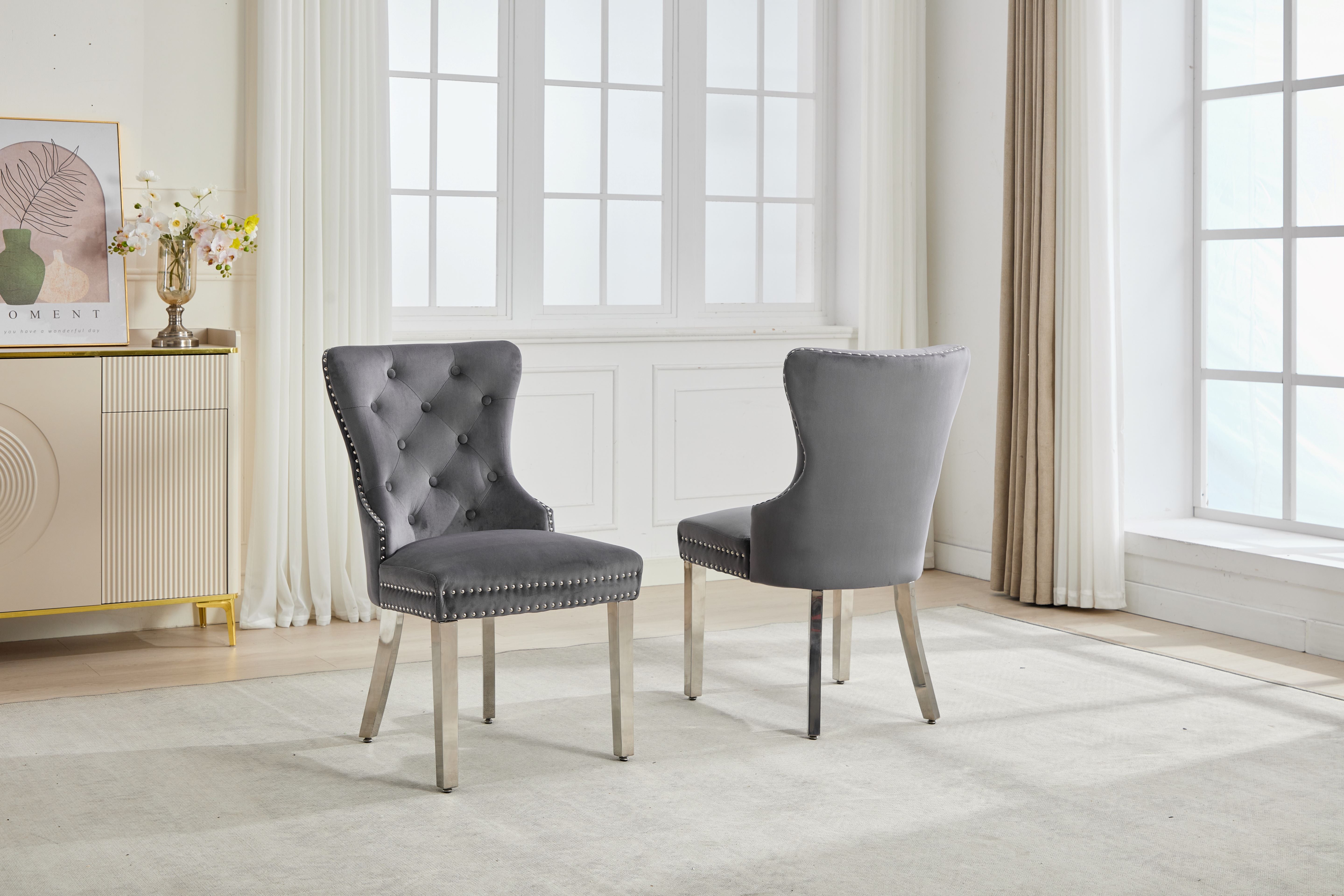 Soft-Touch Grey Velvet Accent Chair – C-1245