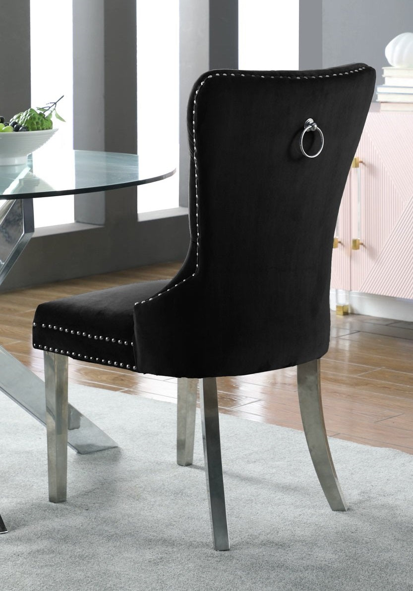 Black Velvet/ Polished Chrome Accent Chair – C-1261