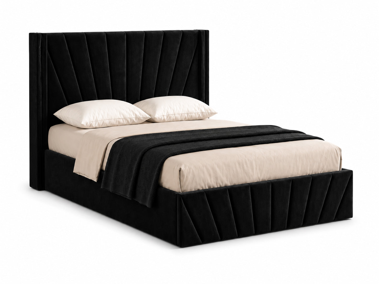 Black Velvet Storage Bed with Hydraulic Lift – IF-5873