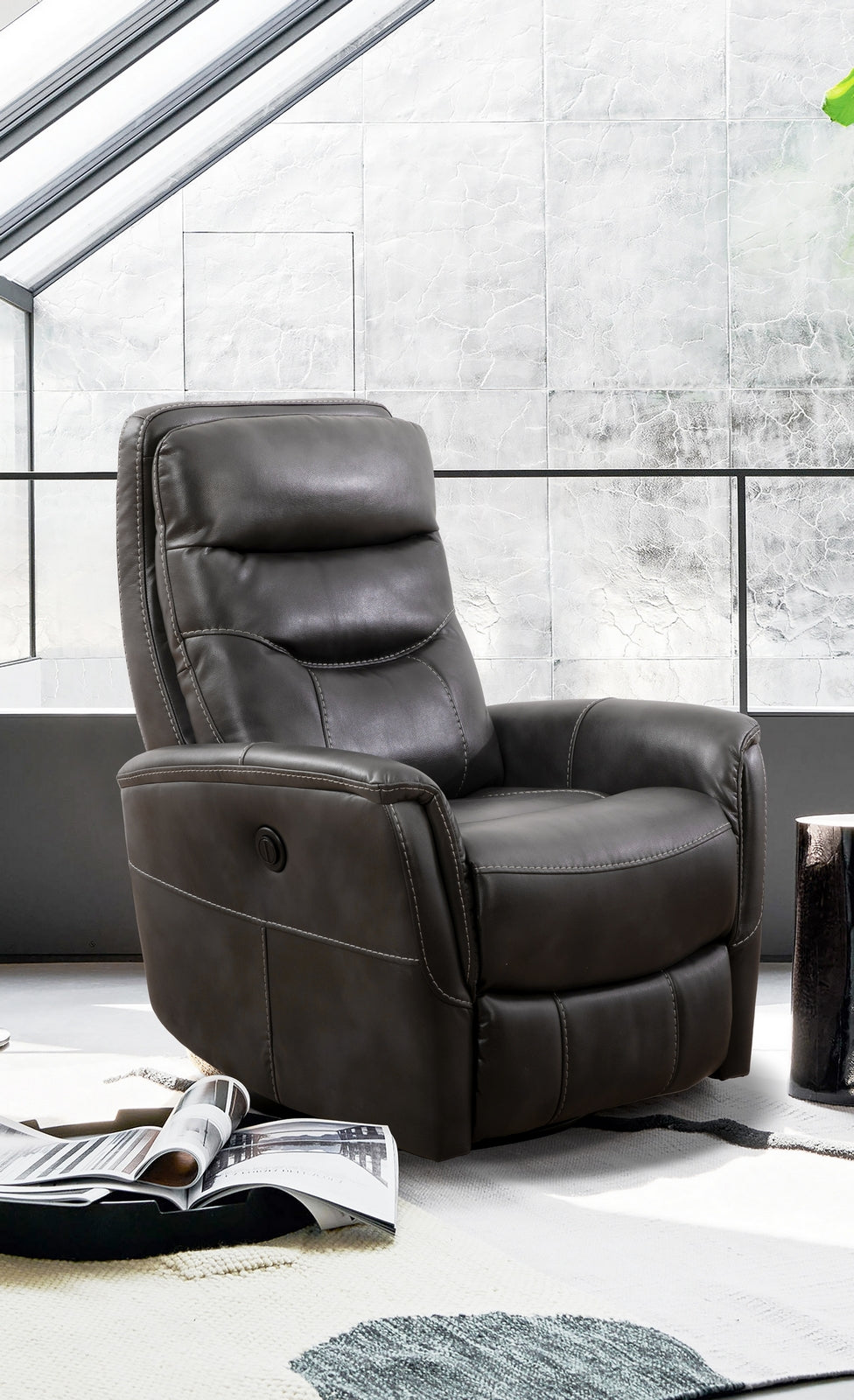 Grey Leather Power Recliner – IF-6302-M Recliner