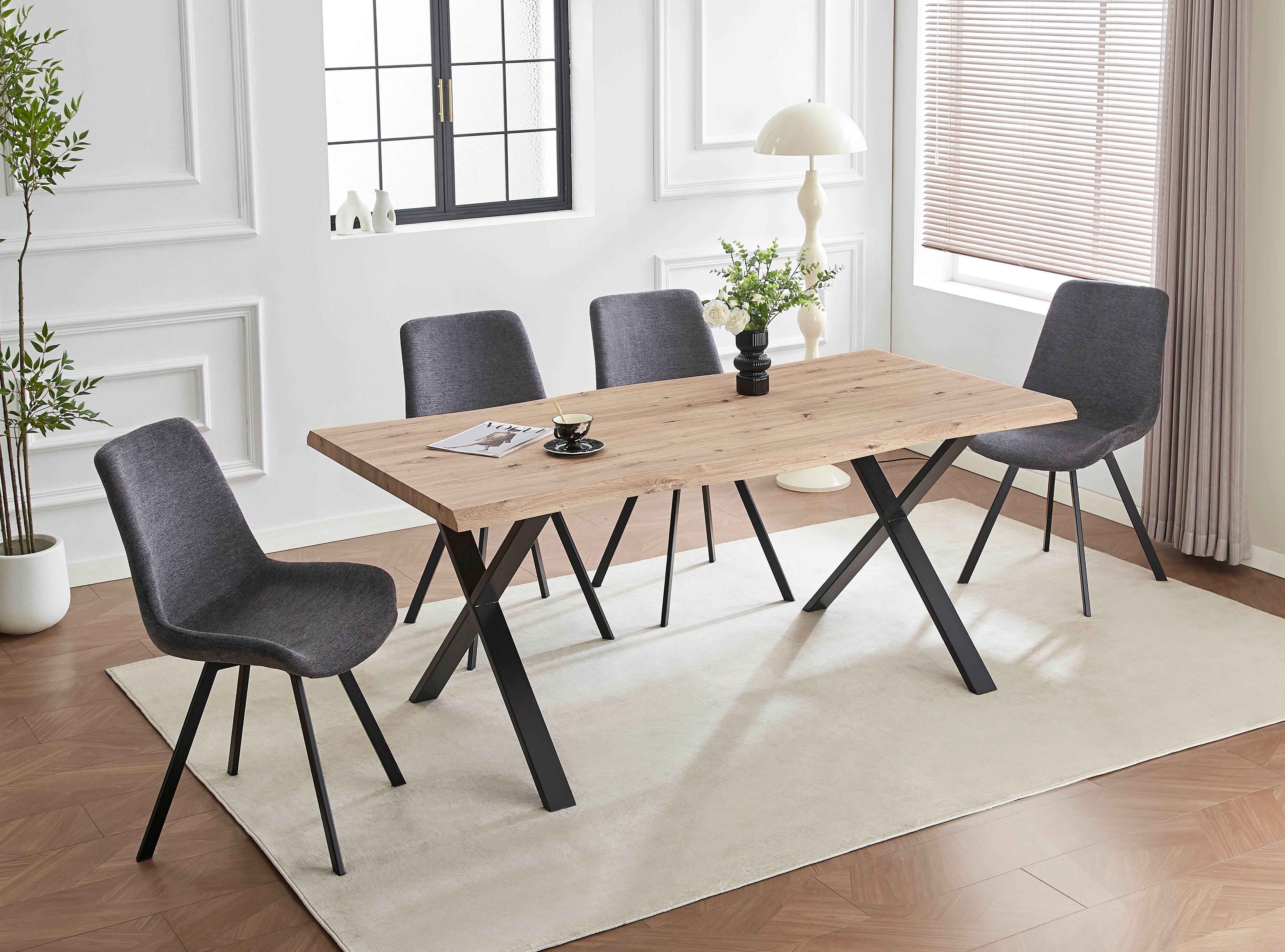 Live edge rectangular dining table with natural wood finish Dinette Set – T-1808 C-1820