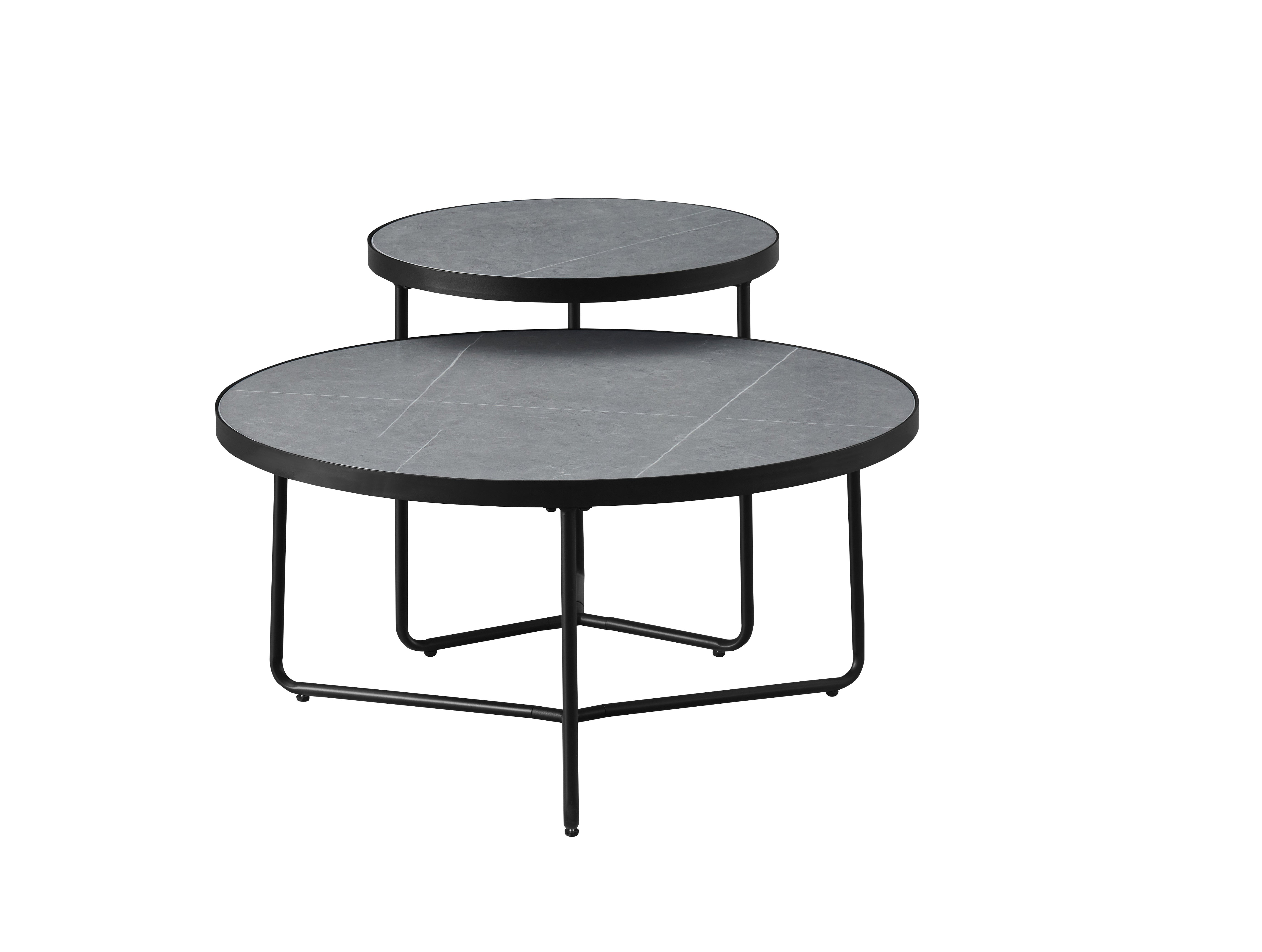 Sintered Stone Armani Grey Marble Top With Black Steel Base Coffee / Side Table – IF-2621