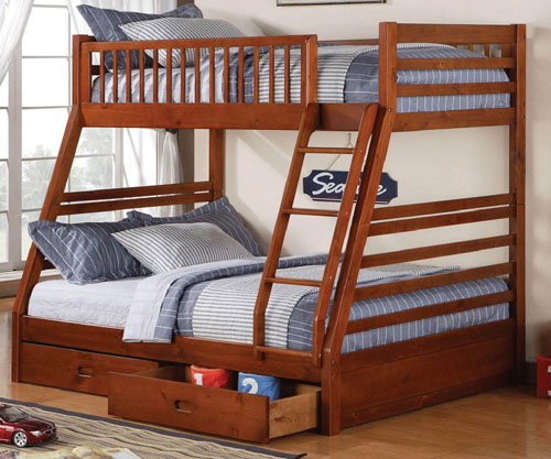 Made from Solid Wood and Wood Veneers Bunk Bed – B-117H (Single/Double)