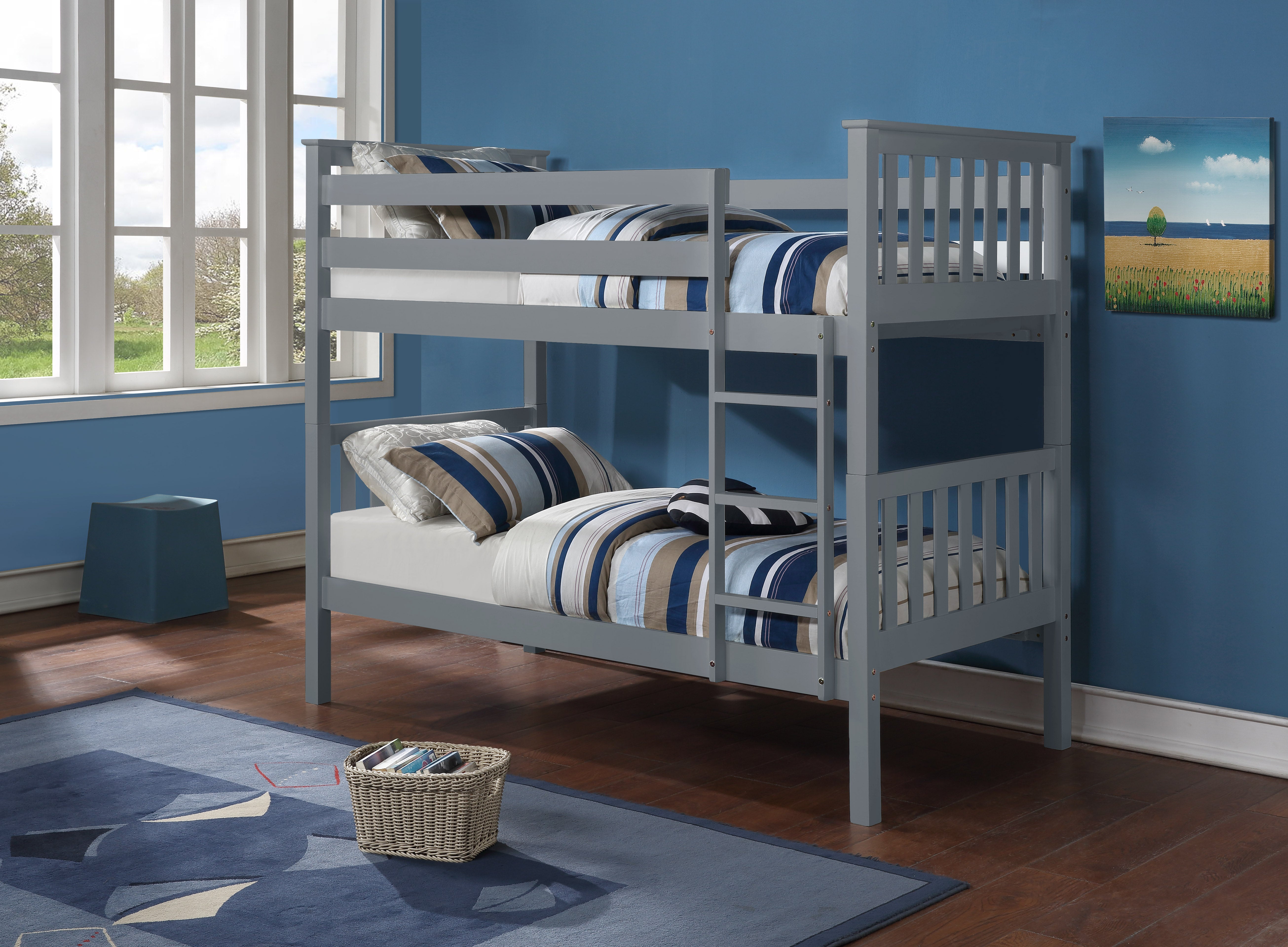 Made from Solid Wood and Wood Veneers Bunk Bed – B-101G (Single/Single)
