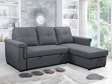 Charcoal Sleeper Sectional with Storage Chaise – IF-9040 W/Reversible Chaise