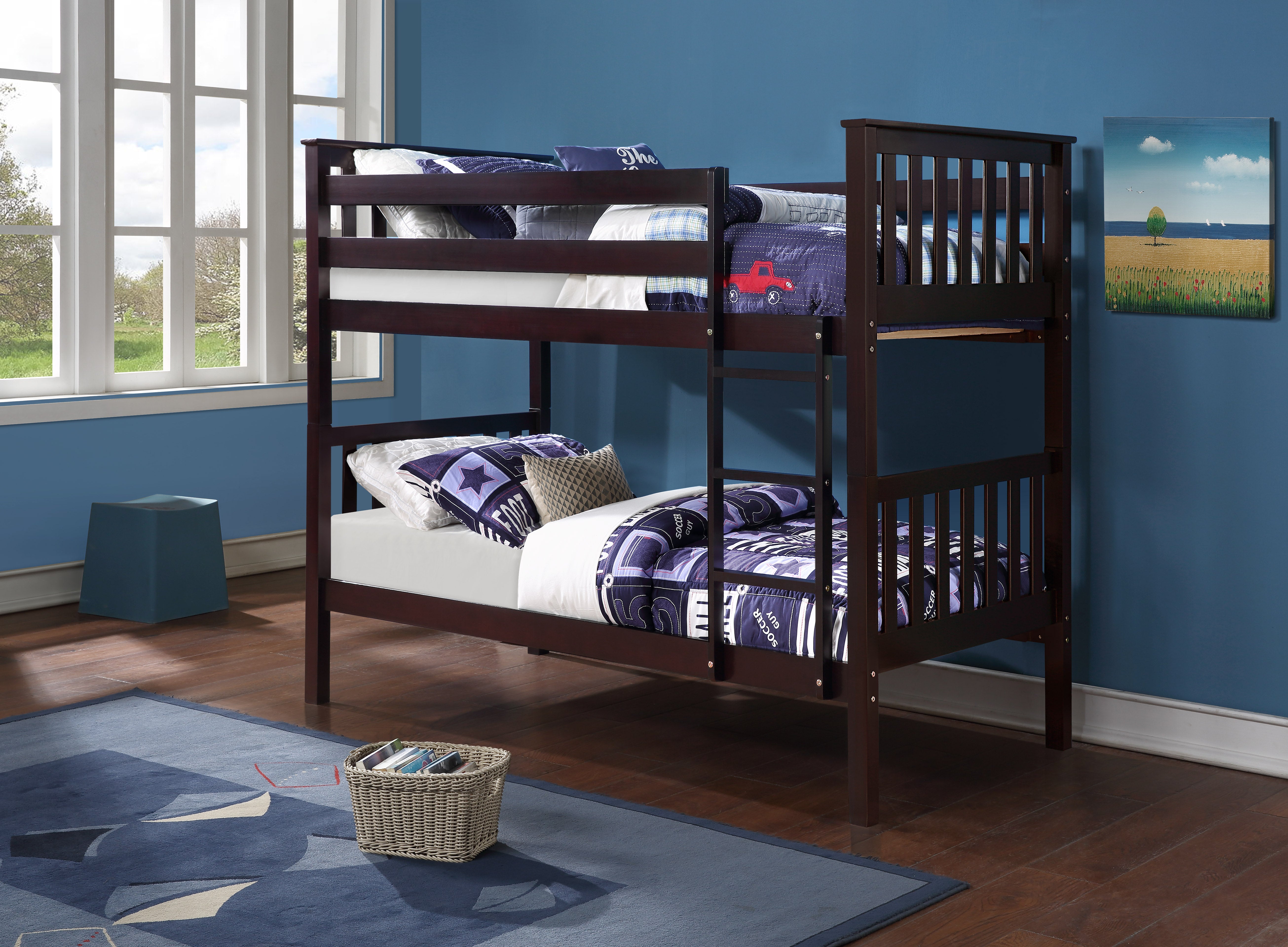 Made from Solid Wood and Wood Veneers Bunk Bed – B-101E (Single/Single)