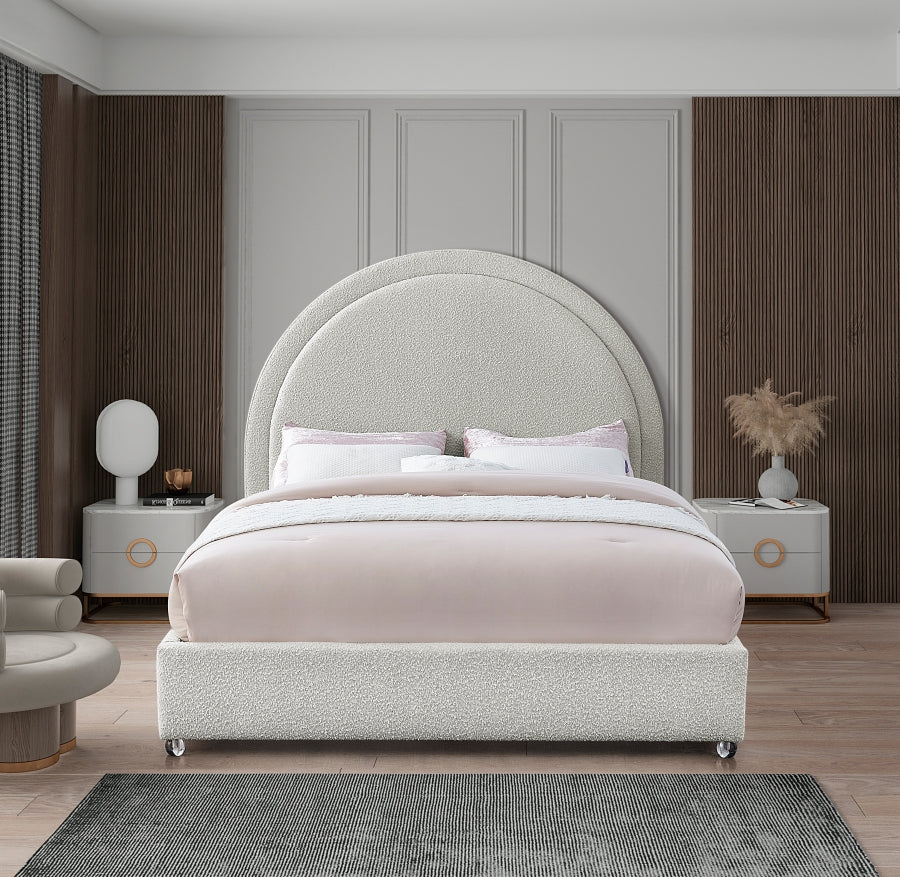 Rich Cream Boucle Fabric Bed – IF-5205