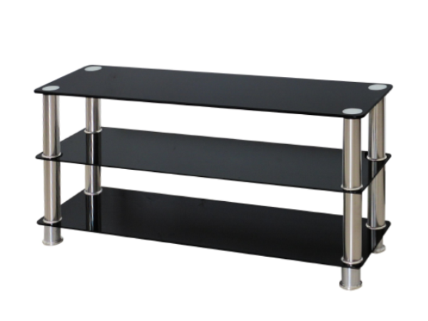 Black Teperred Glass with Chrome Legs TV Stand – IF-5000