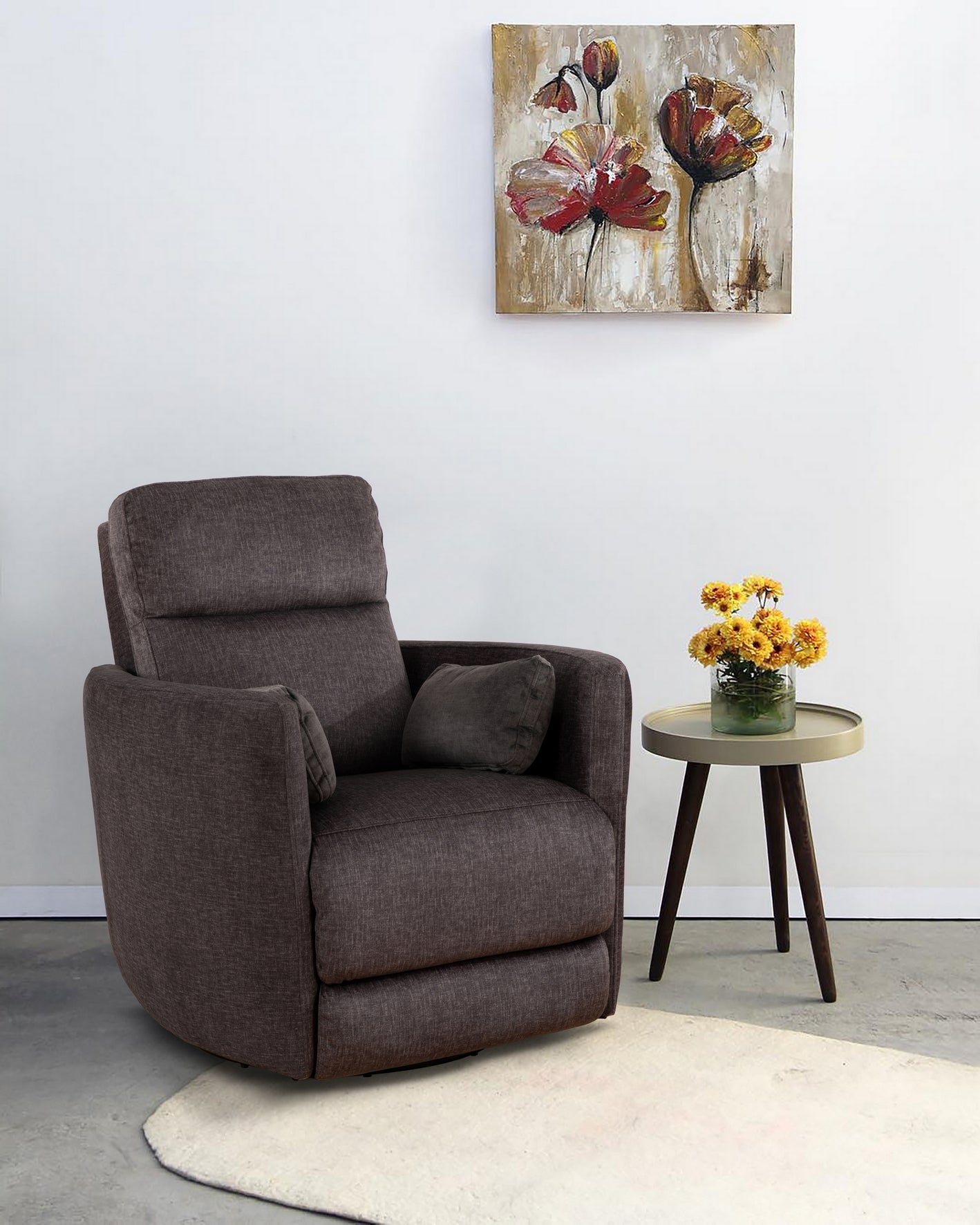 Charcoal Fabric Rocker Recliner with Pillow Back – IF-6341-M Recliner