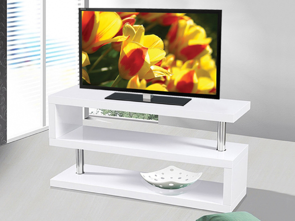 White High Gloss TV Stand with Chrome Legs – IF-5015W