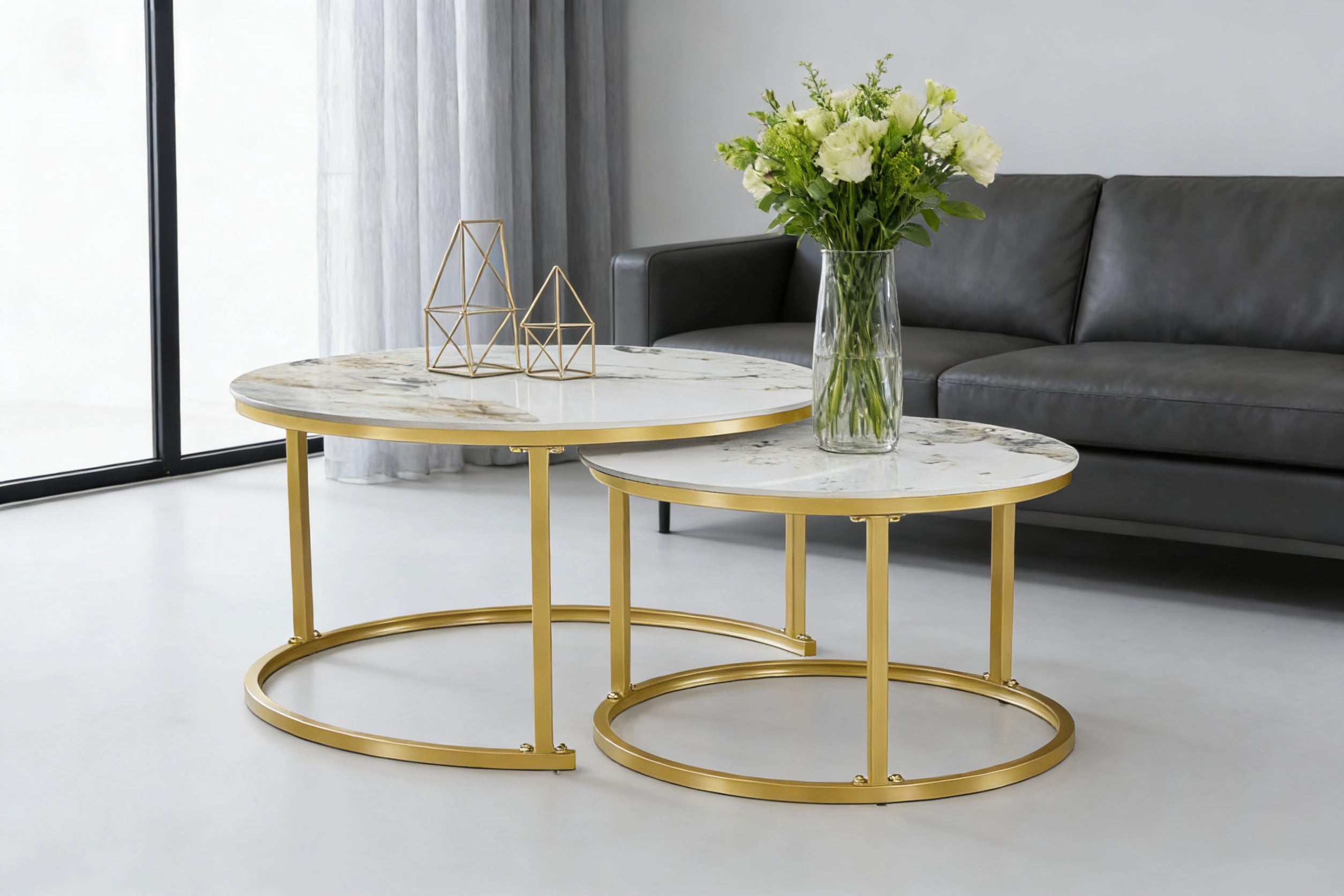 Sintered Stone Pandora Top With Gold Steel Base Coffee / Side Table – IF-2632