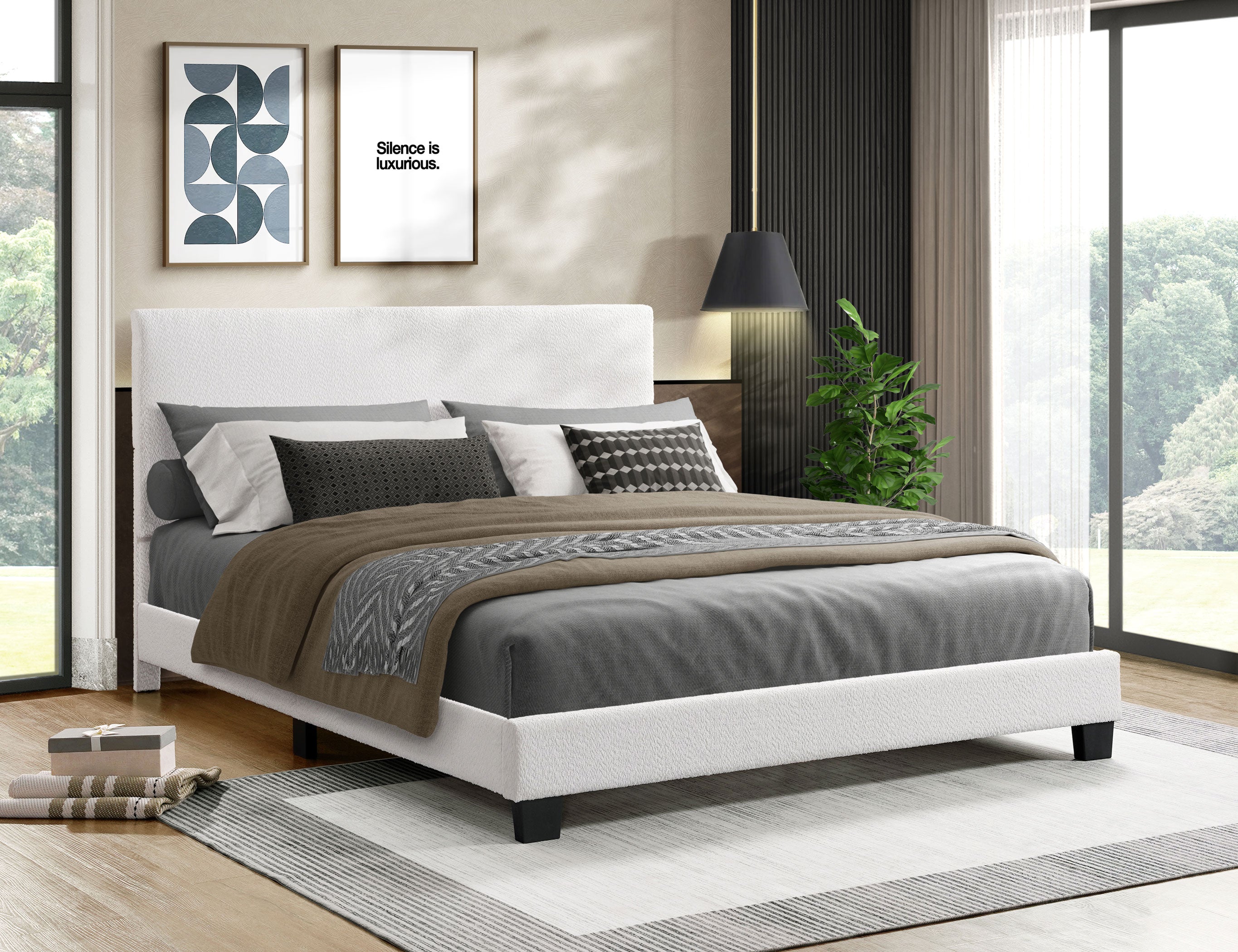 White Tufted Wingback Bed – IF-5582