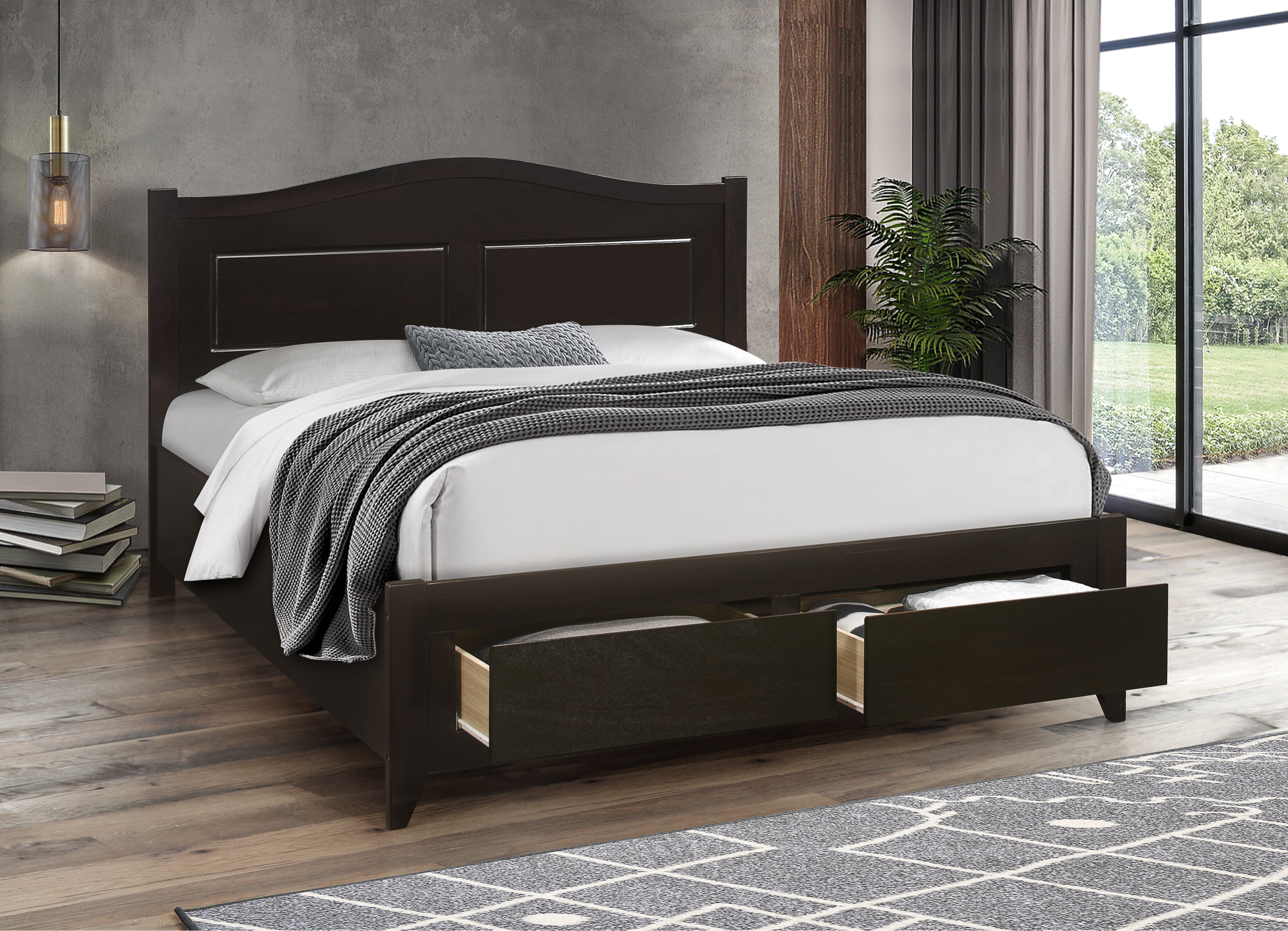Image of if-422 - double or queen bed - platform bed includes mattress support.