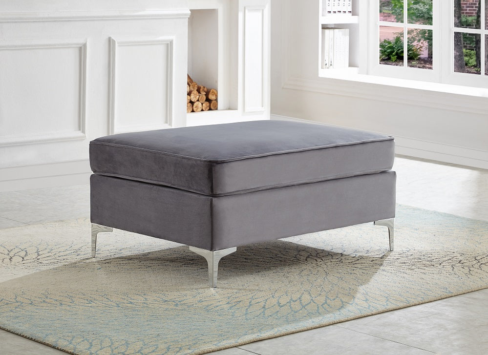 Grey Tufted Sectional Sofa with Ottoman – IF-9280 IF-9281