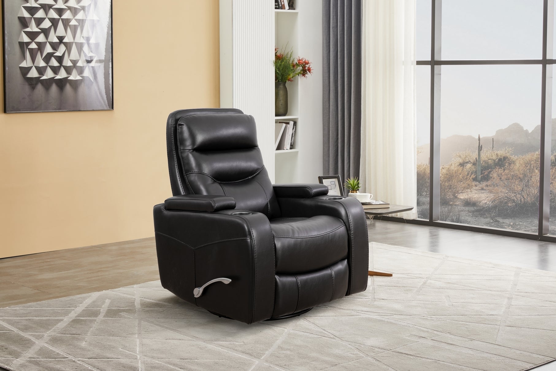 Black Leather Power Recliner with Cupholder – IF-6310-M Recliner