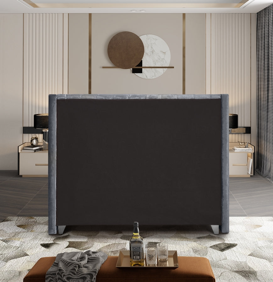 Rich Grey Velvet Fabric Bed – IF-5890