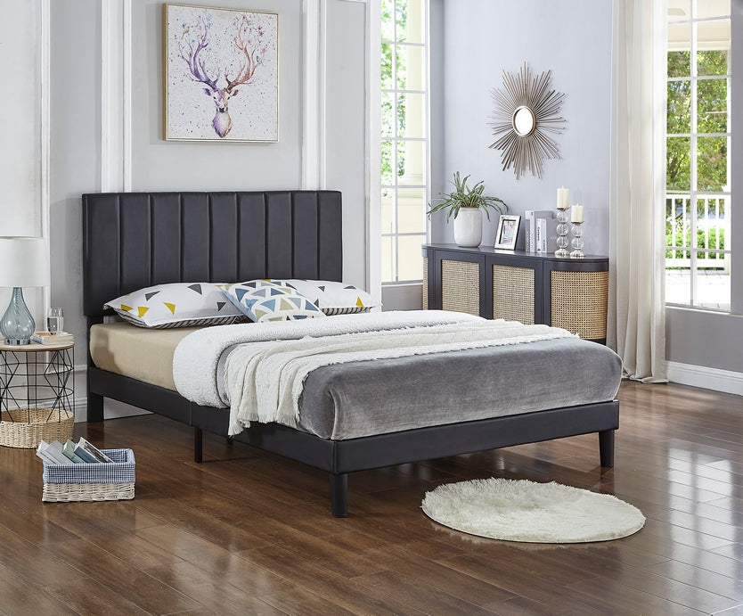 Charcoal Channel-Tufted Platform Bed – IF-5360