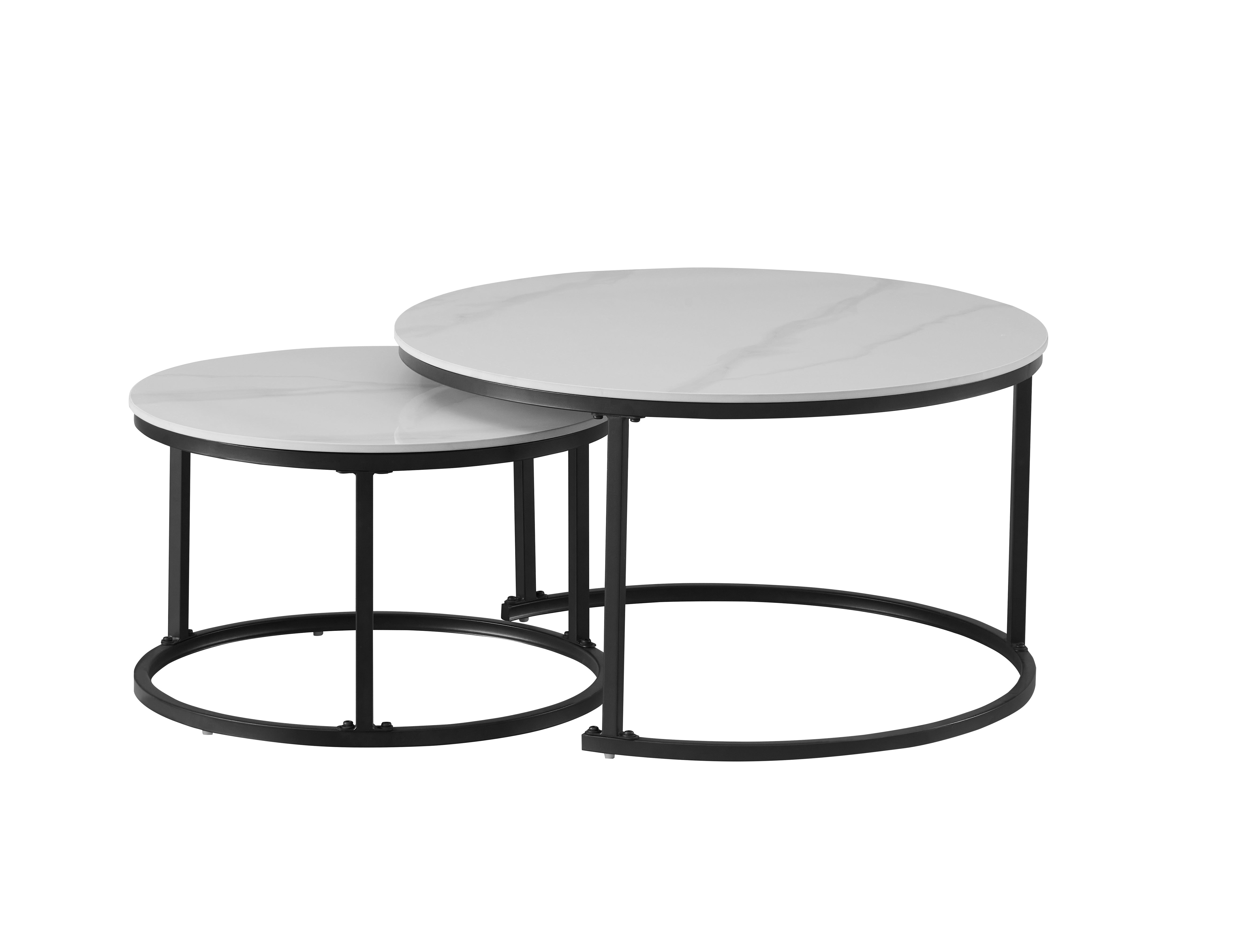 Sintered Stone Snowy White Marble Top With Black Steel Base Coffee / Side Table – IF-2630