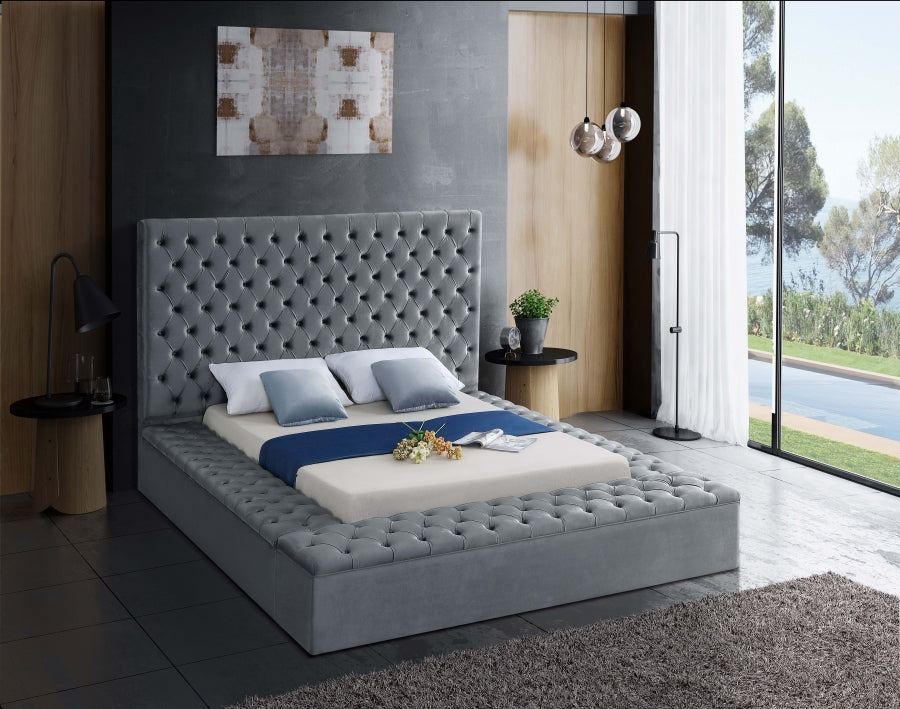 Beige Channel-Tufted Storage Bed with Hydraulic Lift – IF-5790
