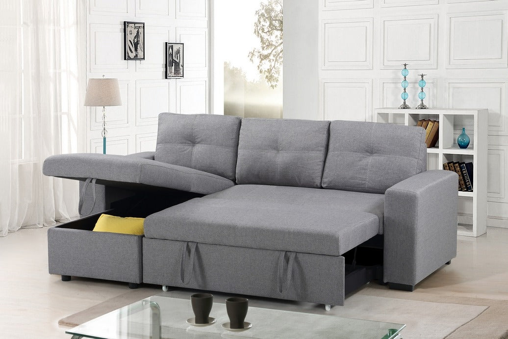 Light Grey Sleeper Sectional with Storage Chaise – IF-9031 W/Reversible Chaise
