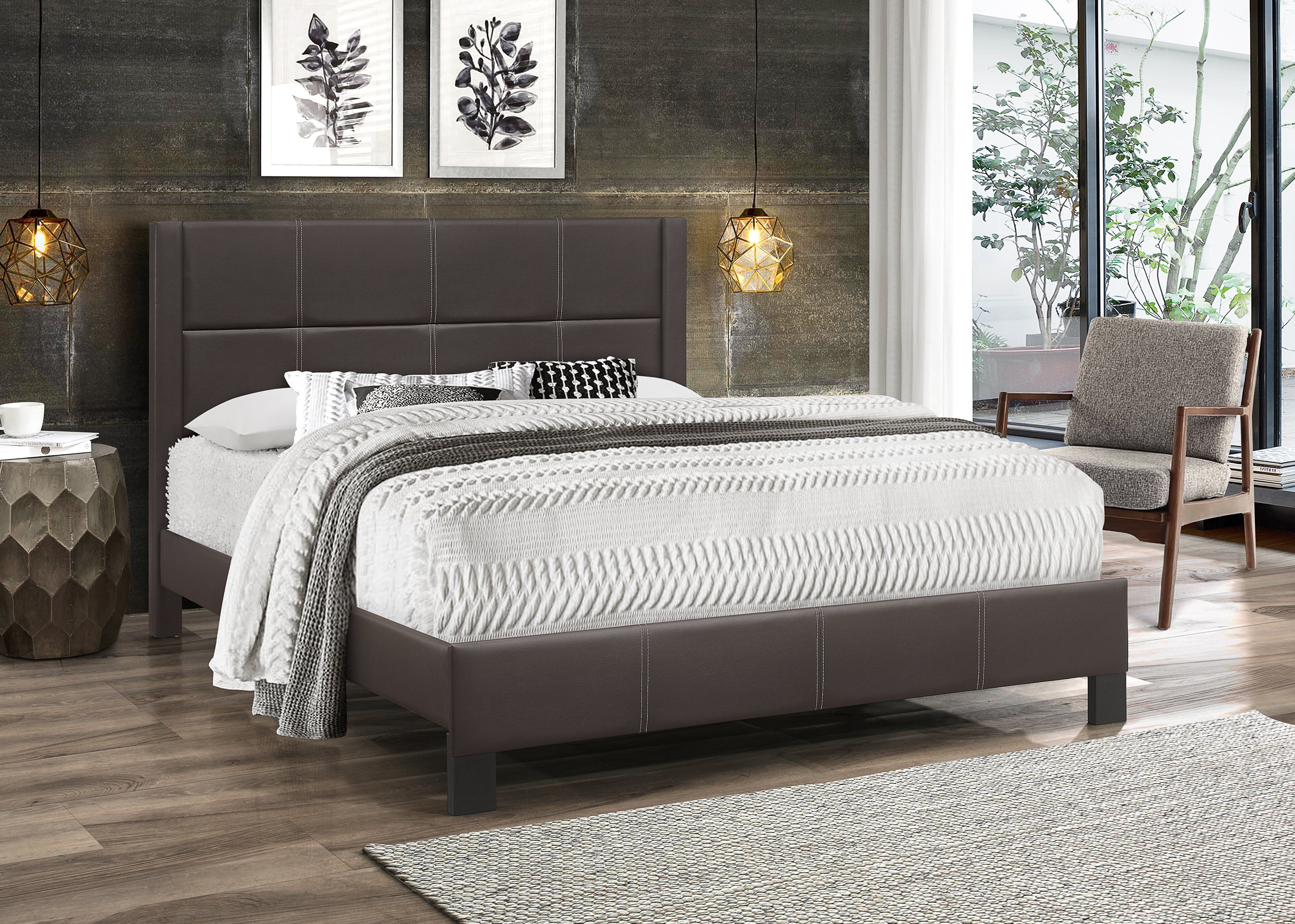 Image of if-5352 - single or double or queen bed - platform bed includes mattress support.
