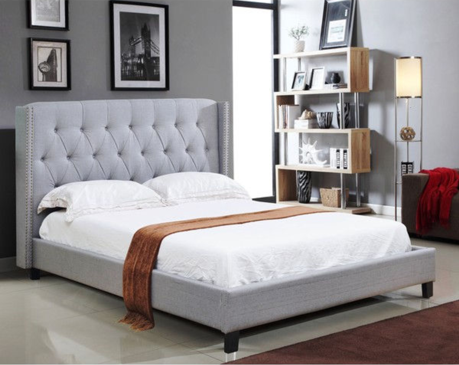Image of if-5801 - double or queen or king bed - platform bed includes mattress support.