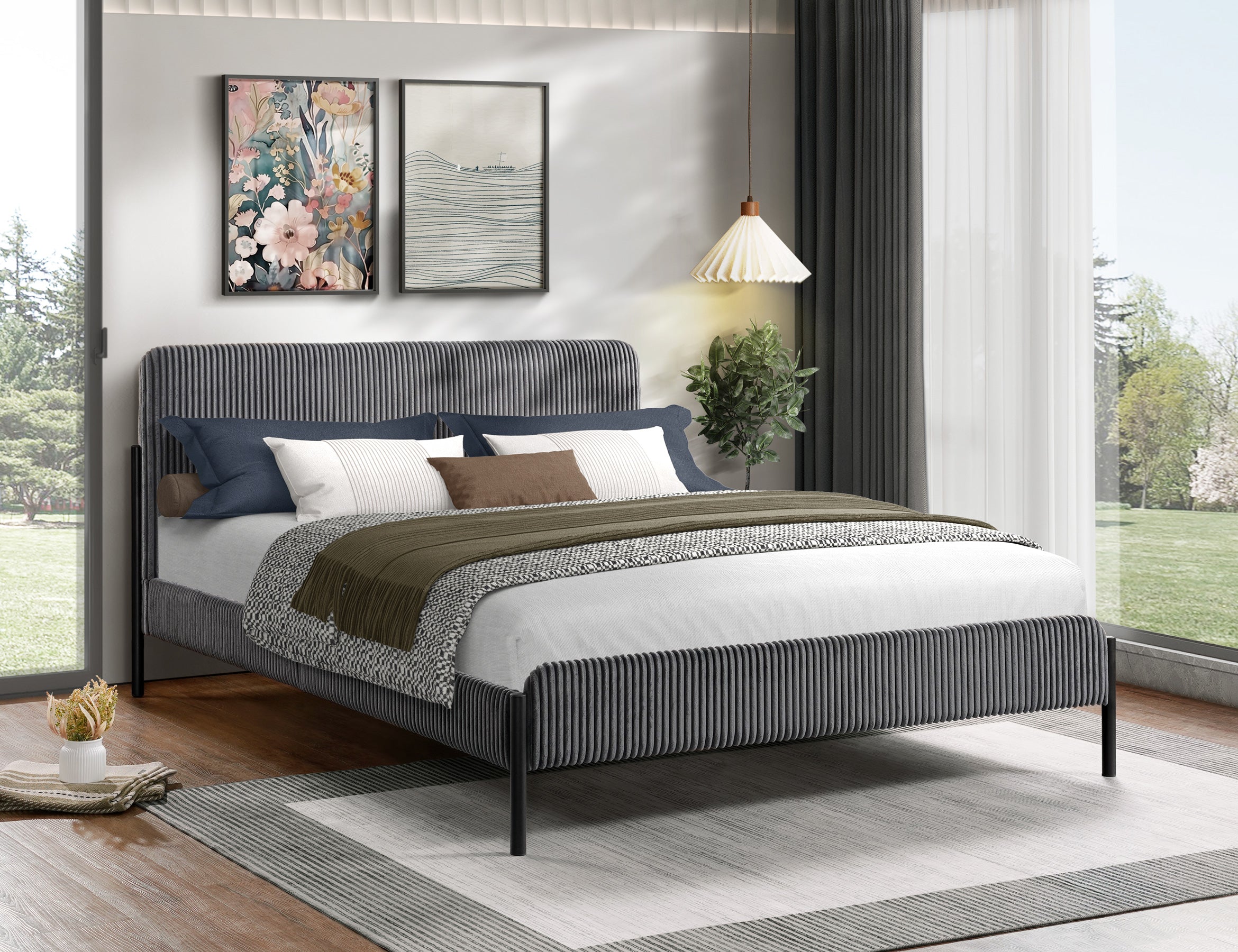 Charcoal Tufted Bed – IF-5587