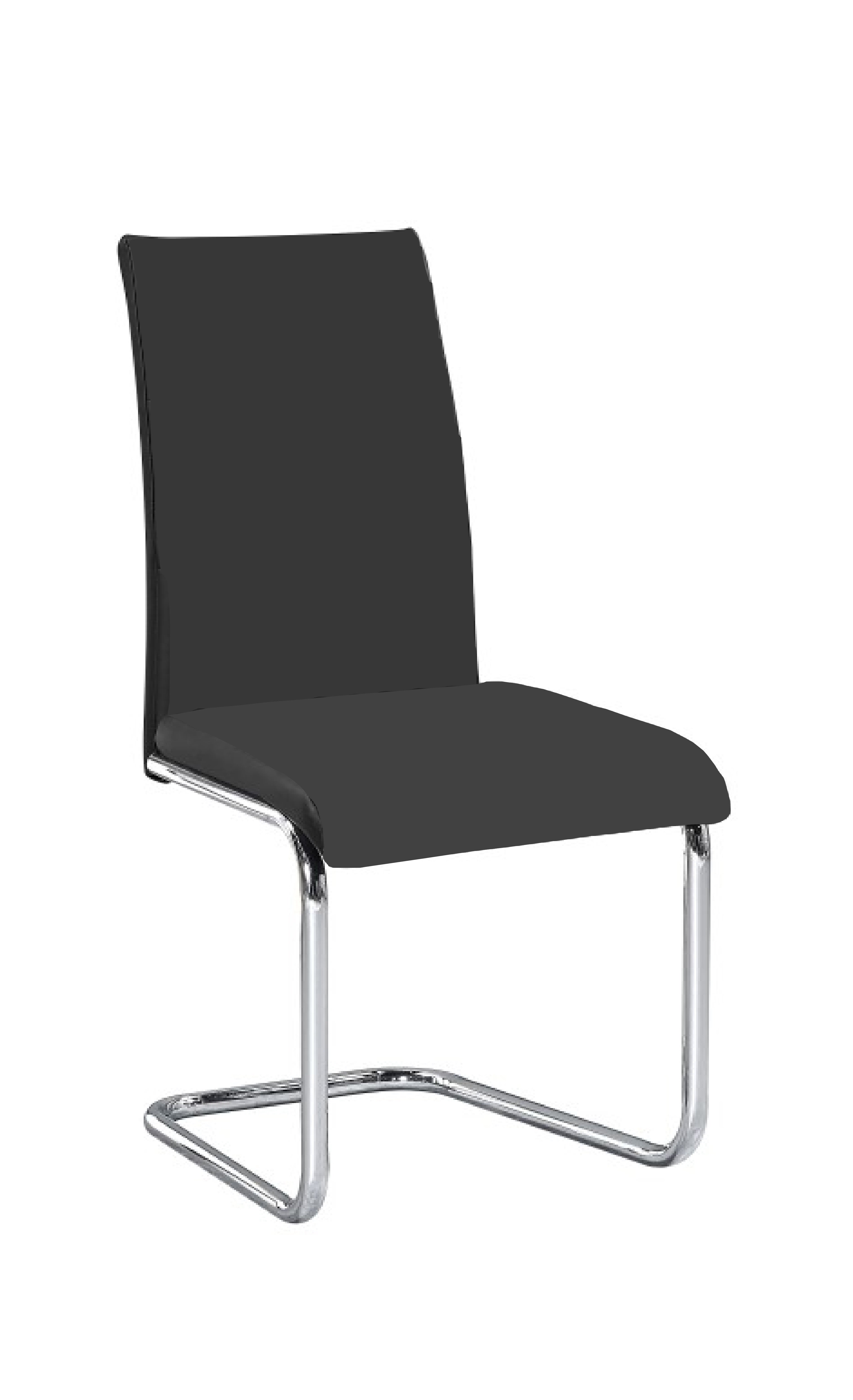 Black Faux Leather Dining Chair with Chrome Legs – C-1871