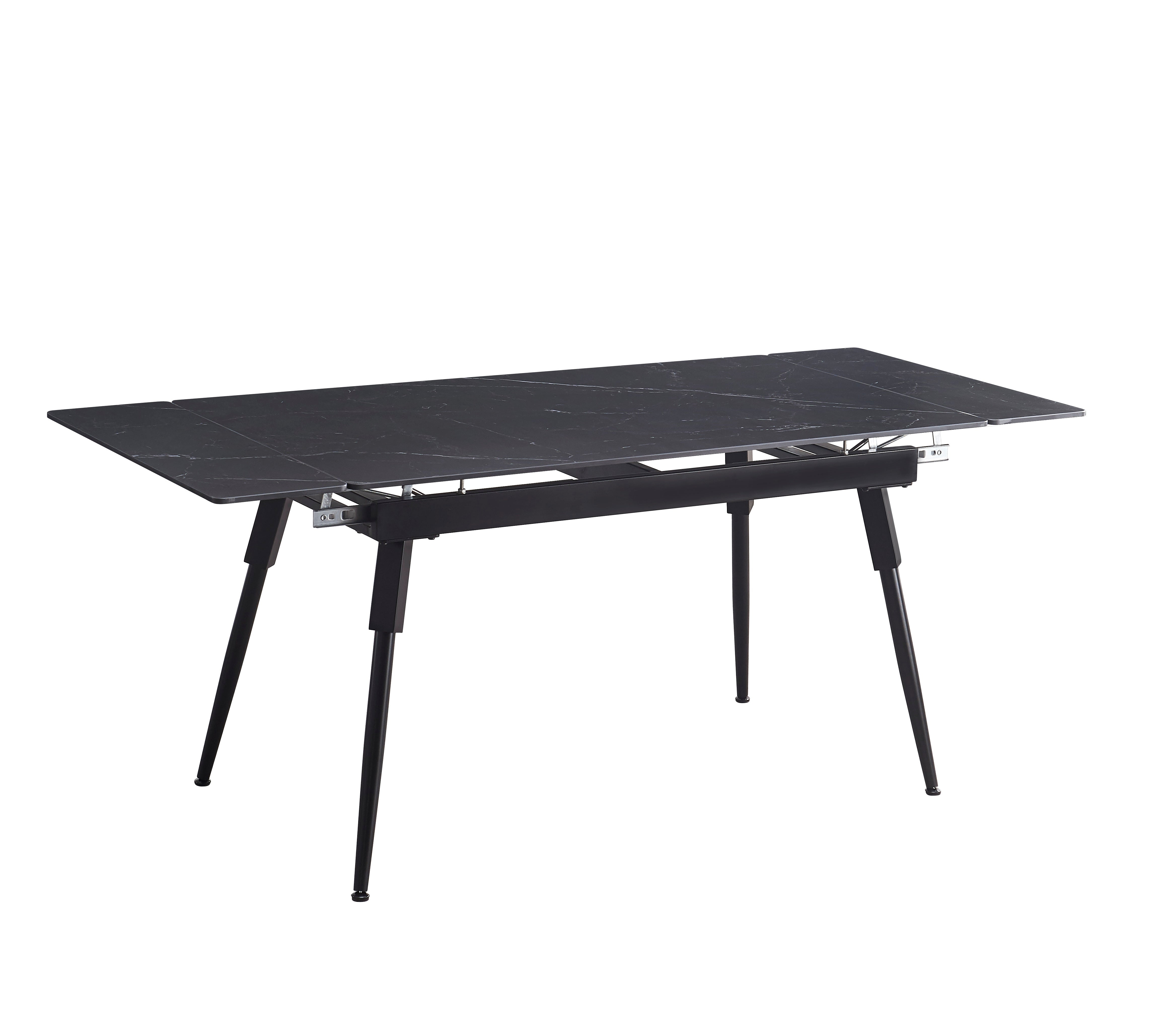 Extension Table: Sintered Stone Black Marble Top With Black Steel Legs Dinette Set – T-1817 C-1817
