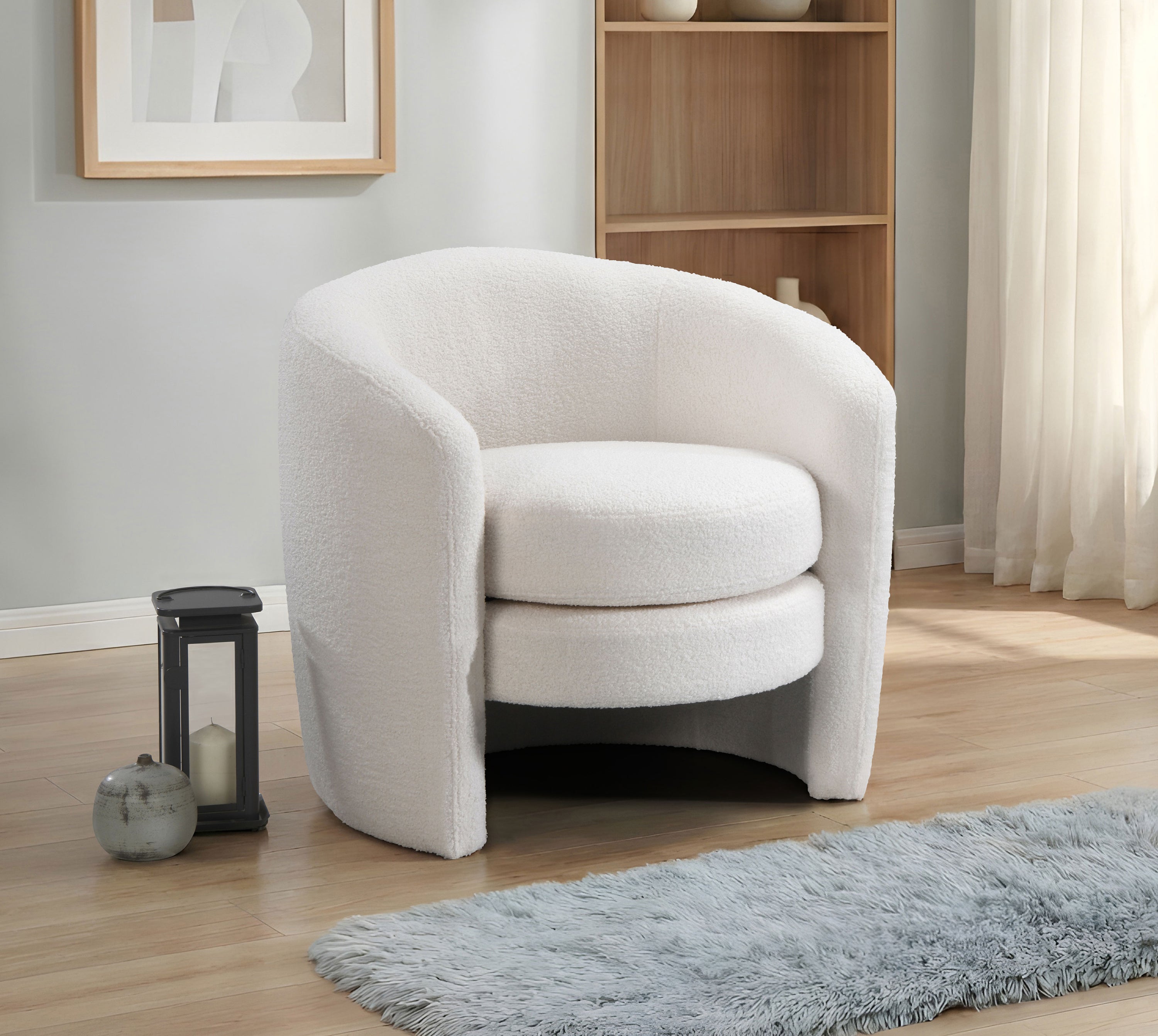 Plush White Teddy Bear Fabric Accent Chair – IF-6870