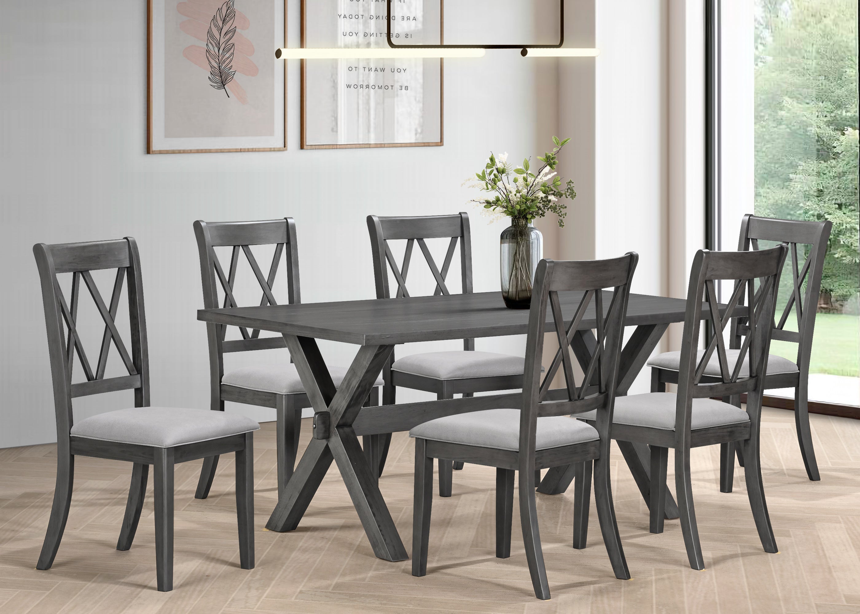 Fabric Upholstered Cushion Seats Dinette Set – T-1095 C-1098