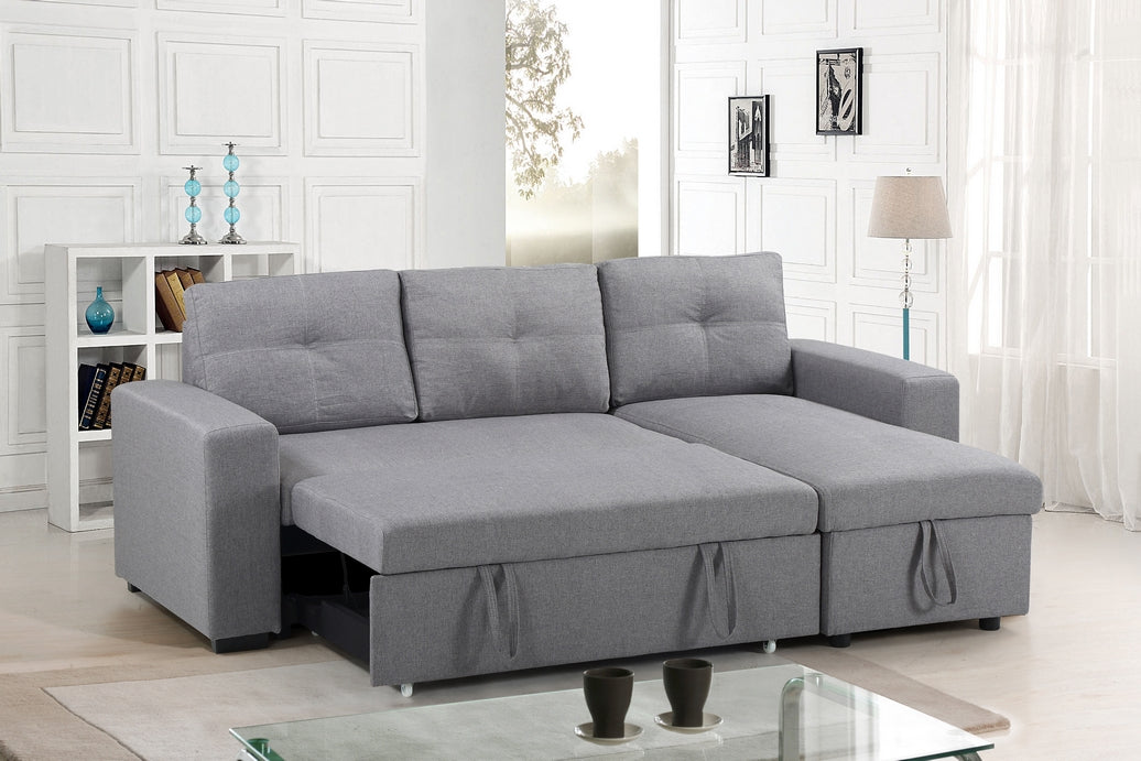 Light Grey Sleeper Sectional with Storage Chaise – IF-9031 W/Reversible Chaise