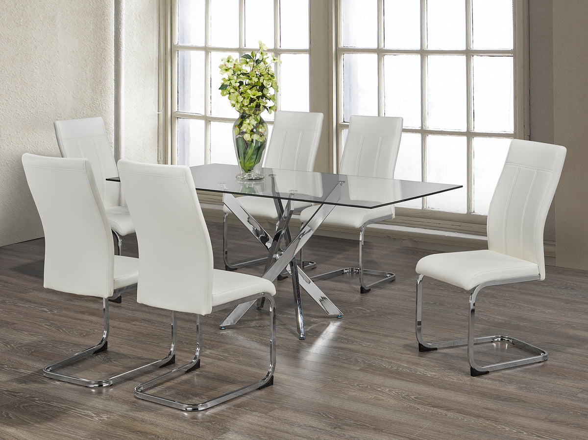 10mm Tempered Clear Glass with Chrome Legs Dinette Set – T-1448 C-1878