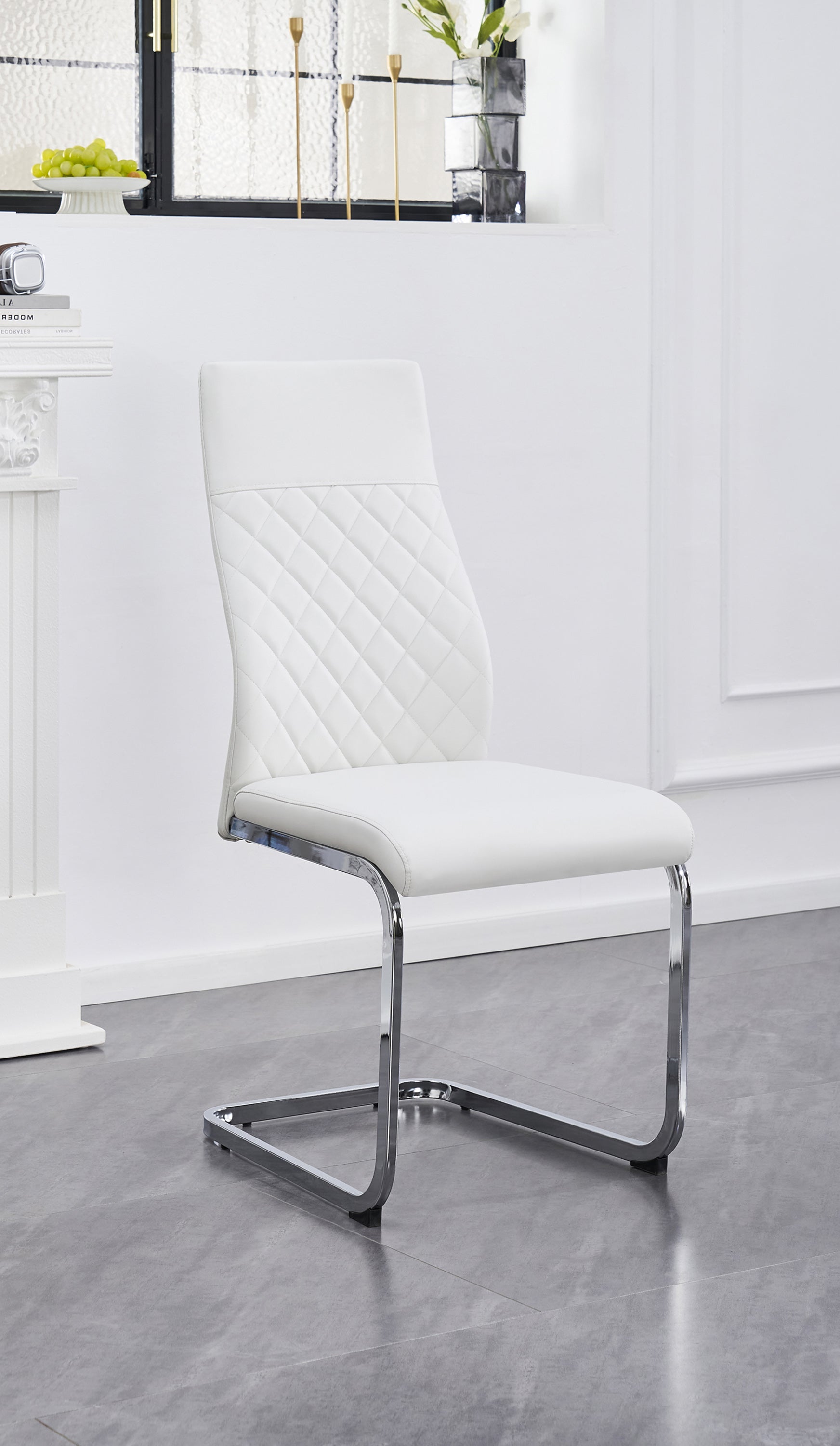 Upholstered in soft White PU Dinette Set – T-1448 C-1575