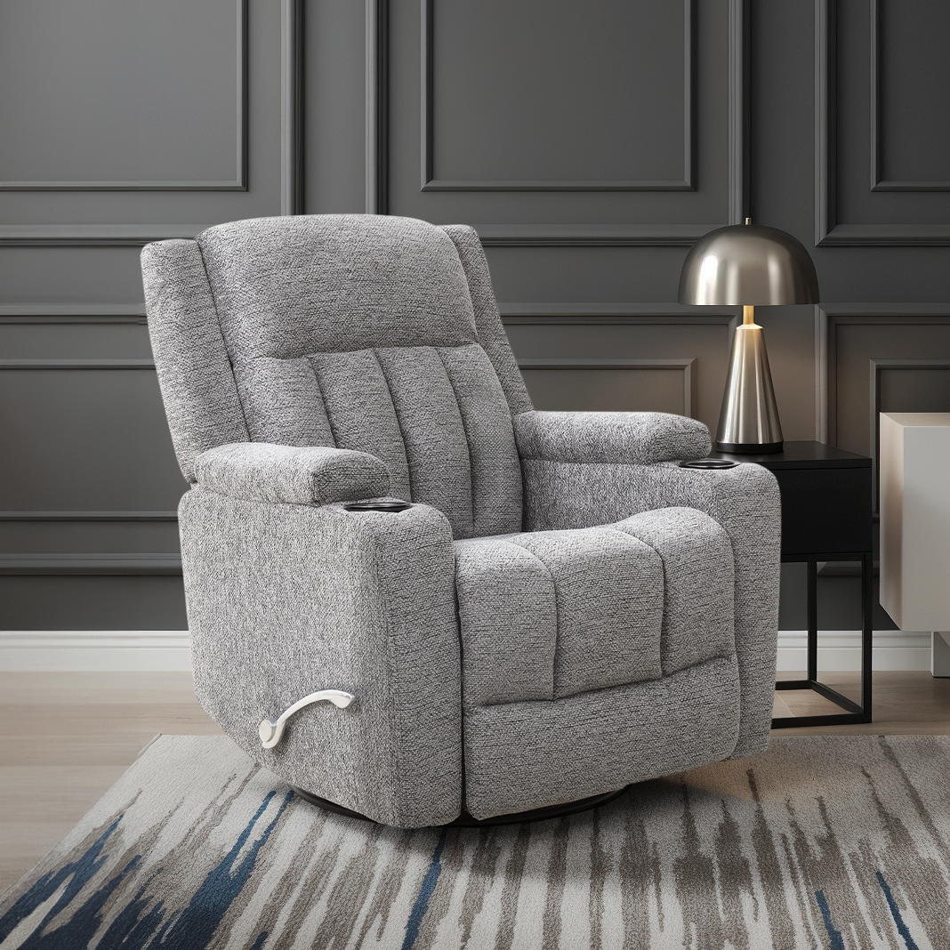 Light Grey Fabric Swivel Glider Recliner – IF-6317-M Recliner