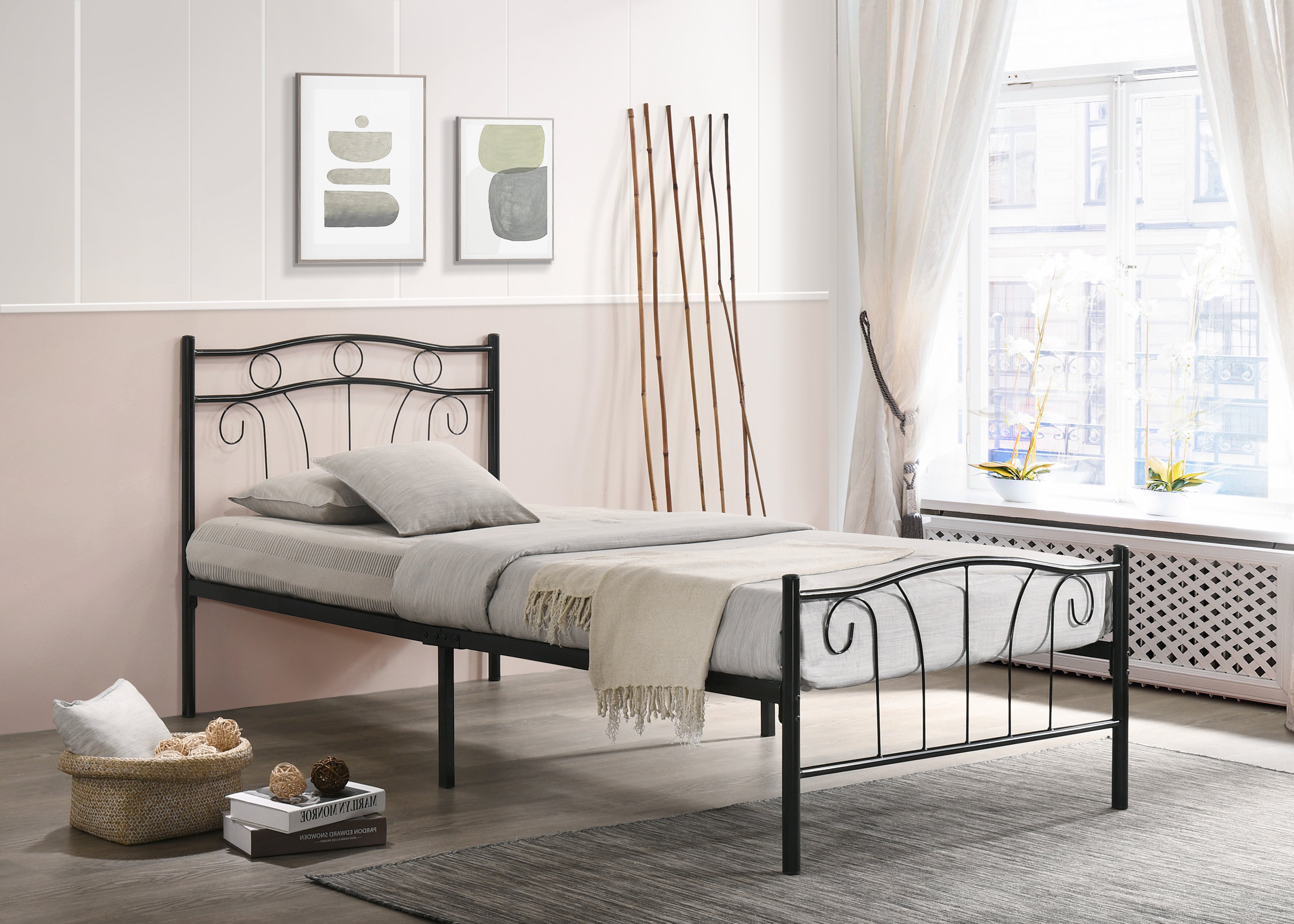 Image of if-155b - single or double bed - platform bed includes mattress support.