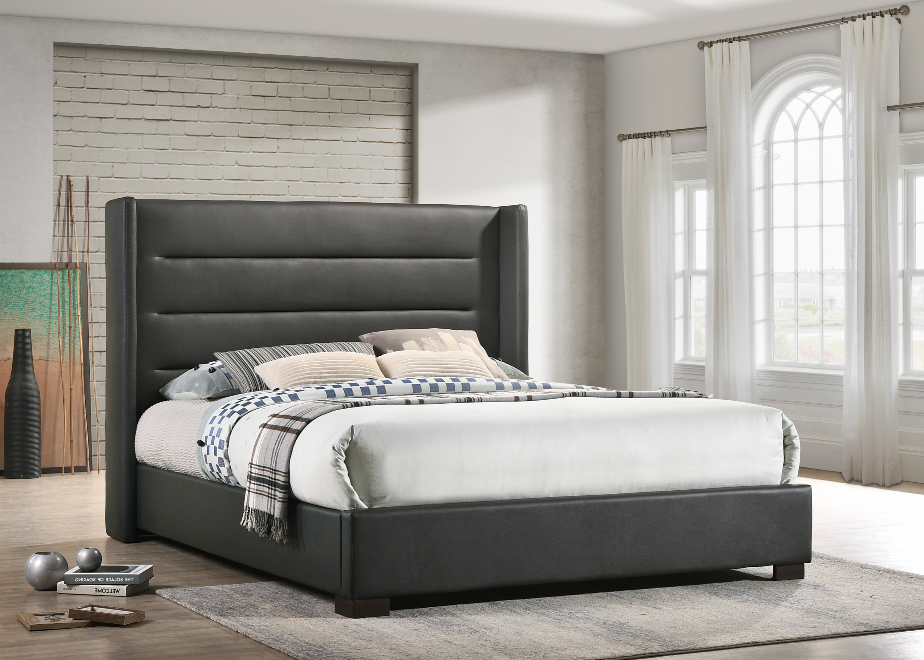 Image of if-5242 - queen or king bed - platform bed includes mattress support.