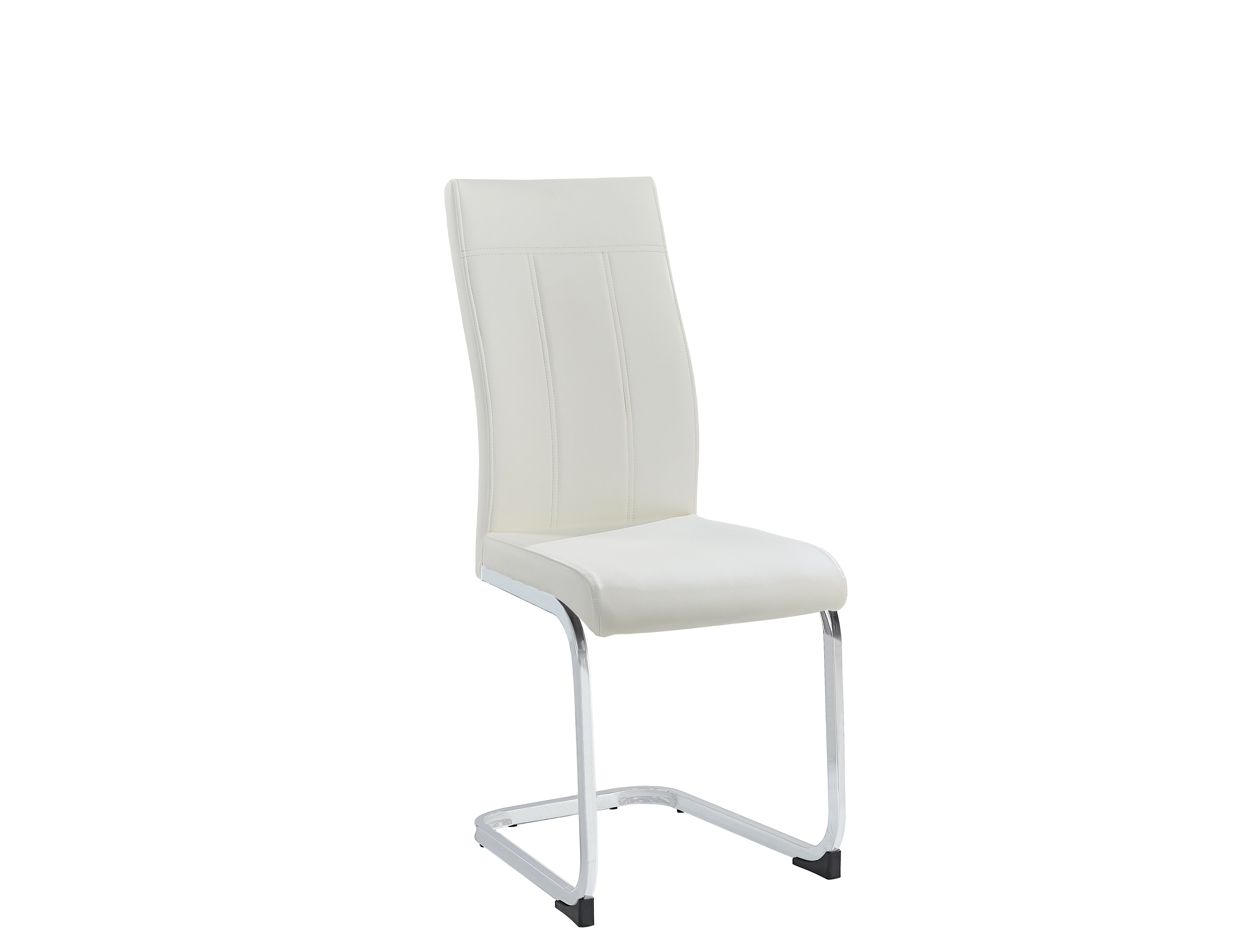 Image of c-1878: 06 white pu with metal legs dining chair.
