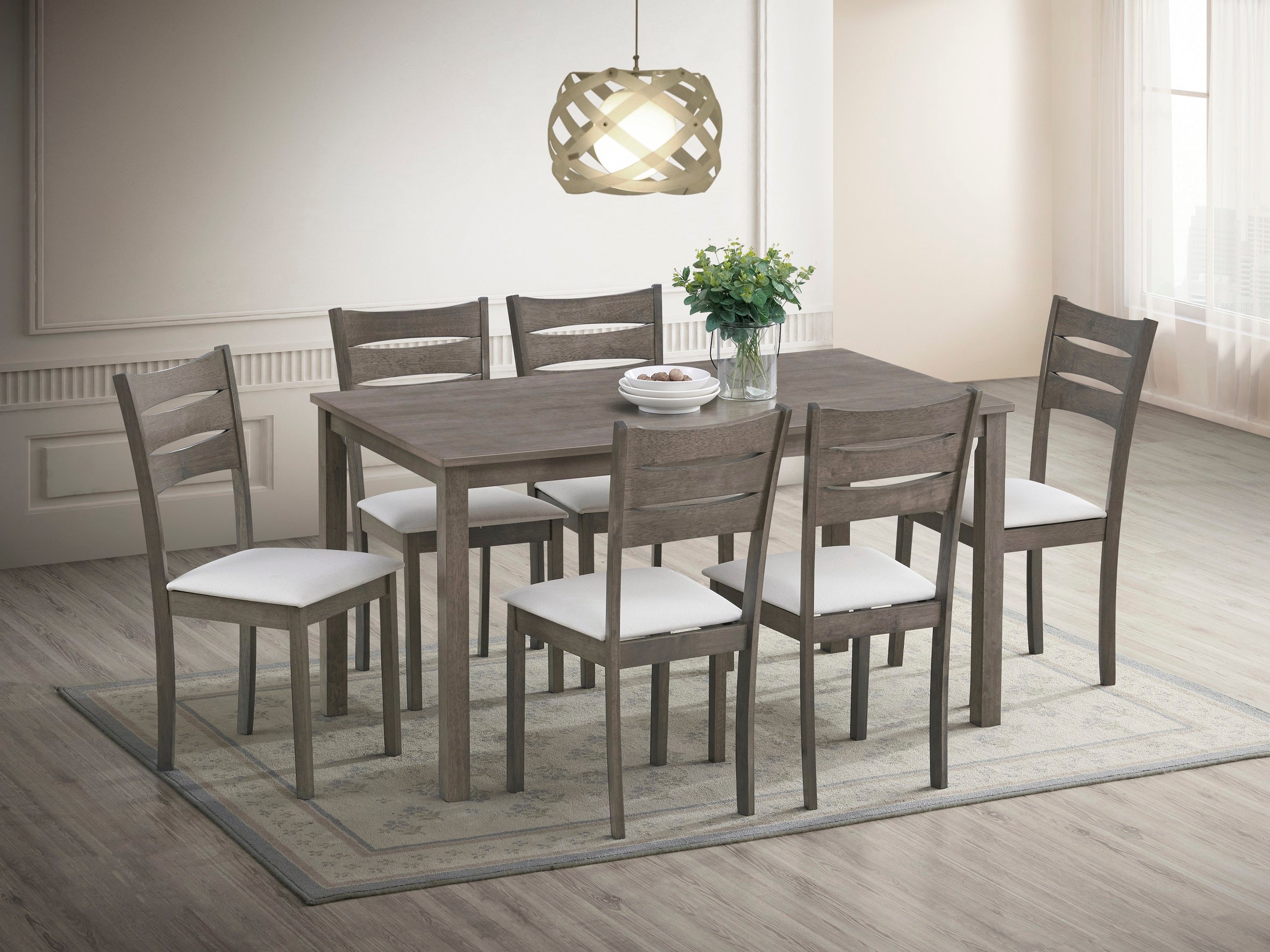 Creme Upholstered Cushion Fabric Seats Dinette Set – T-1051 C-1052