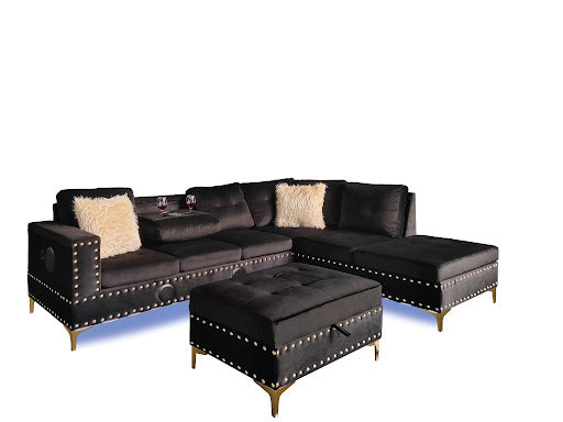 Ivy Grey - Reversible Sectional Velvet