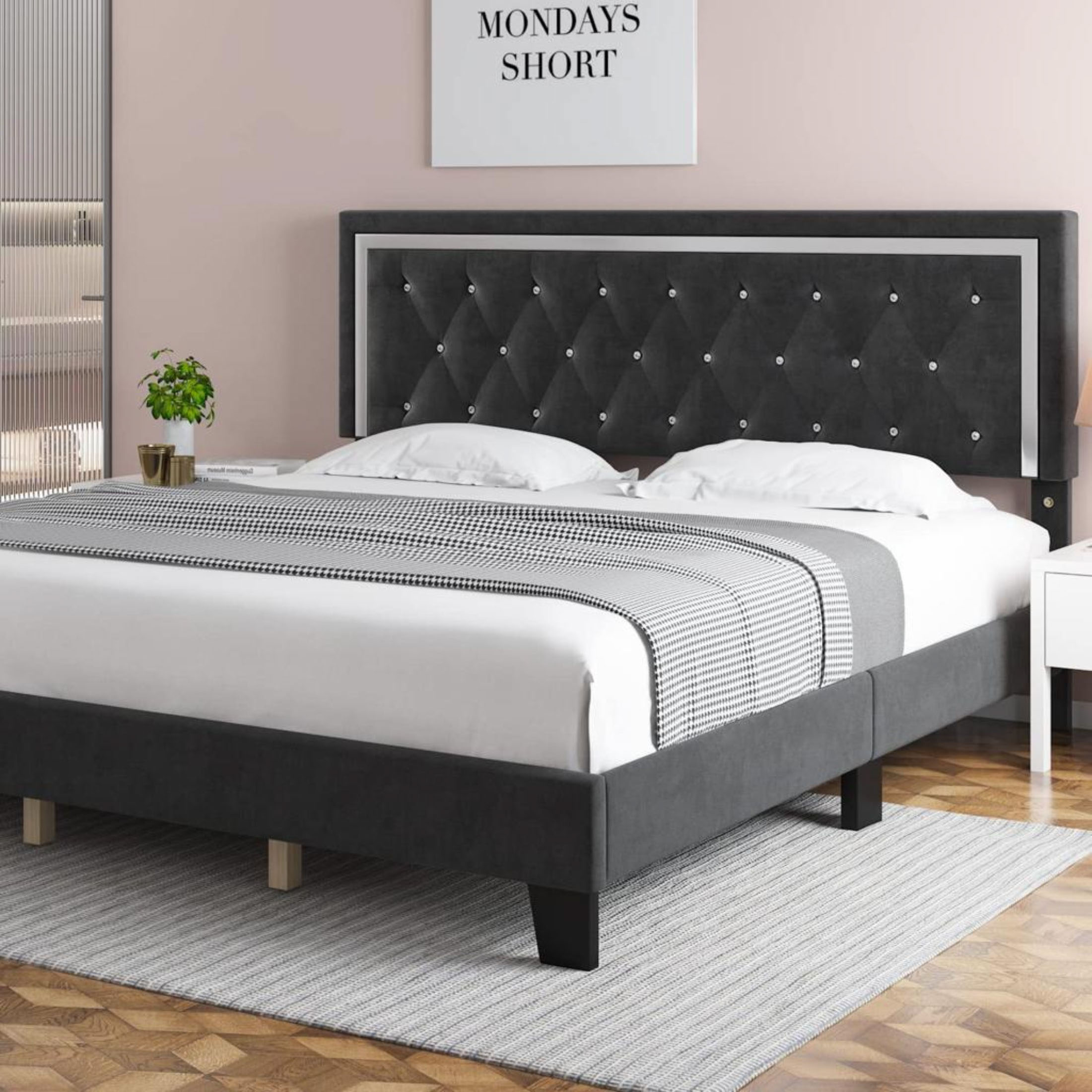 Image of bed lane - bed frame upholstered velvet.
