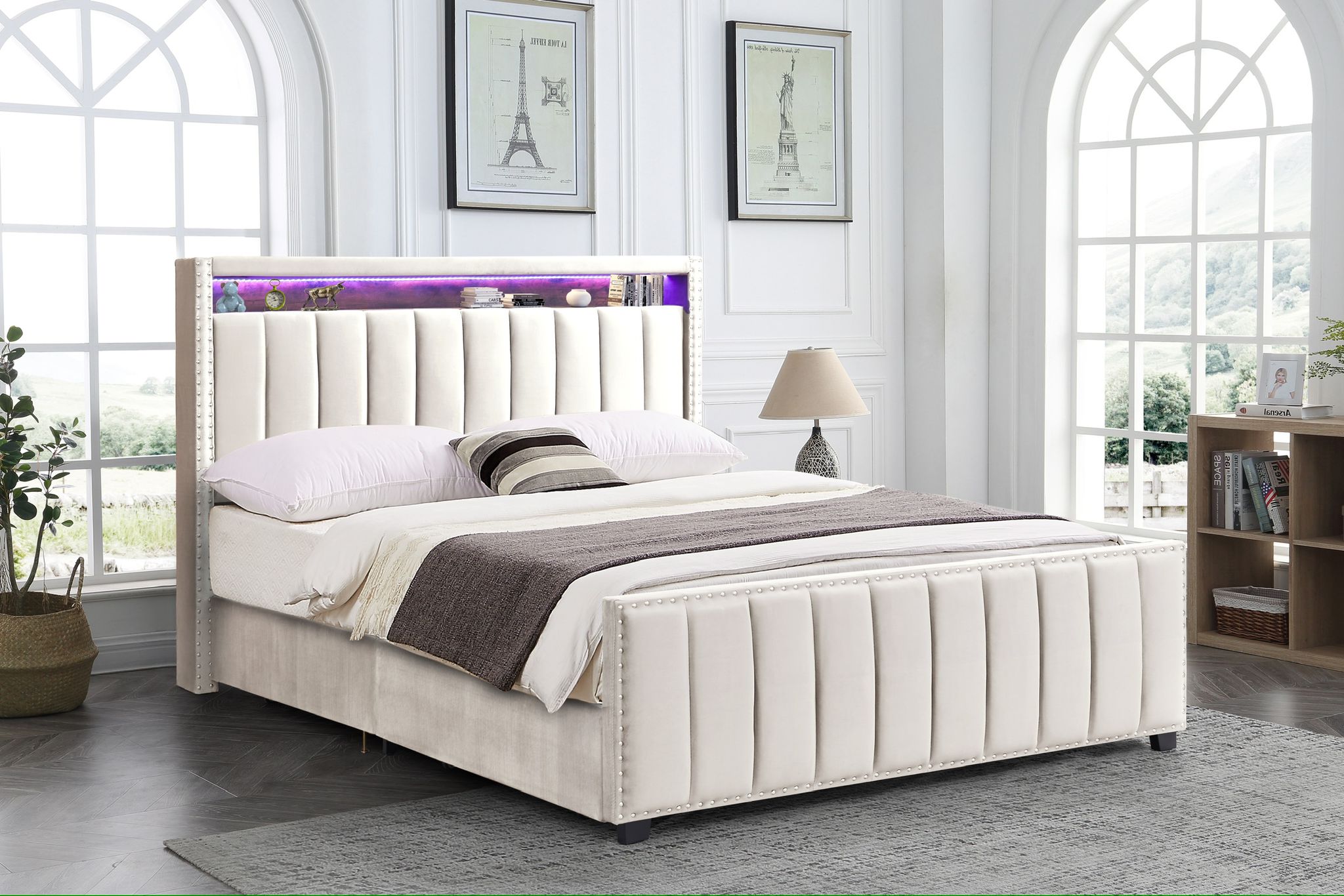 BED MARK - Bed Frame Velvet with Drawers