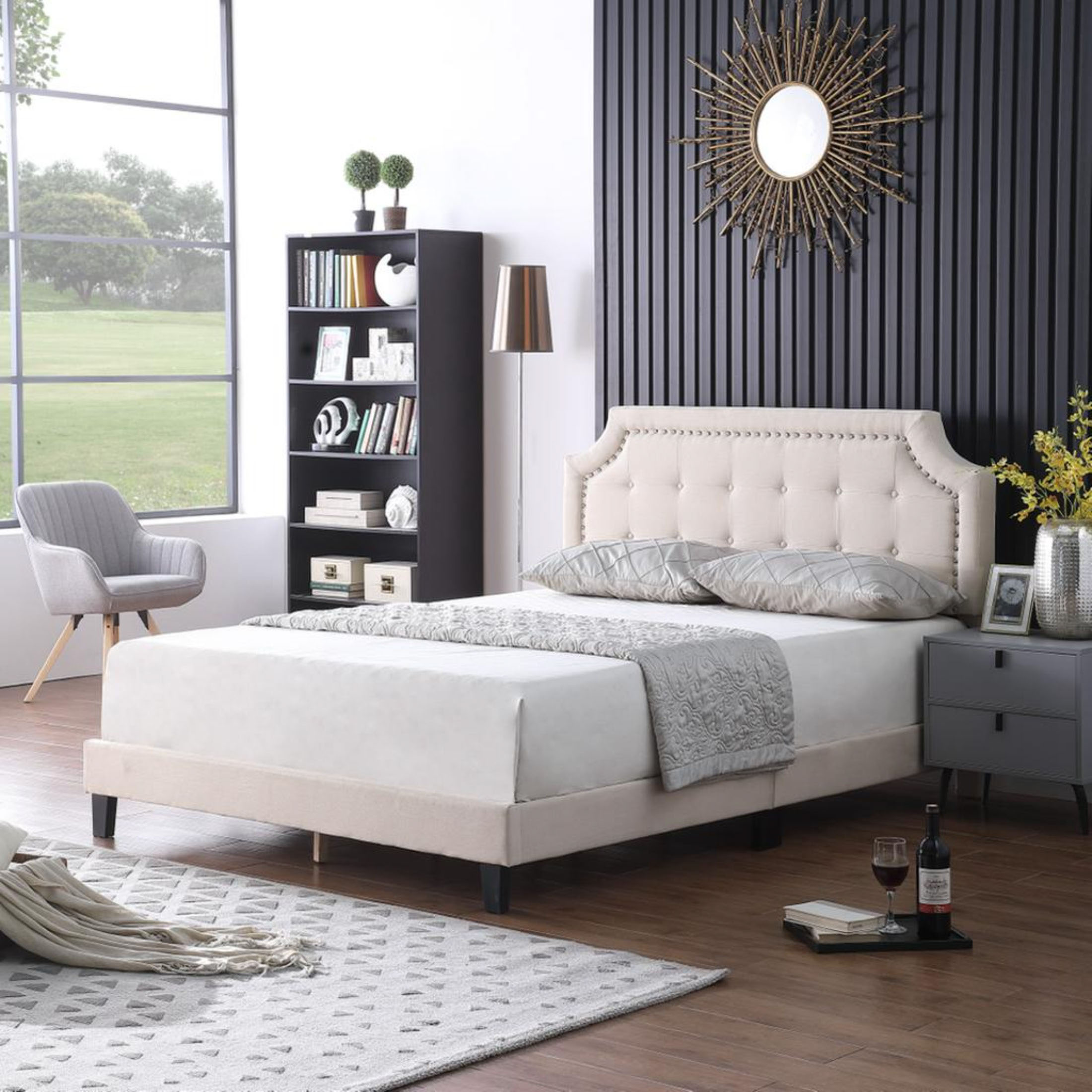 Image of bed rayan - bed frame upholstered fabric.